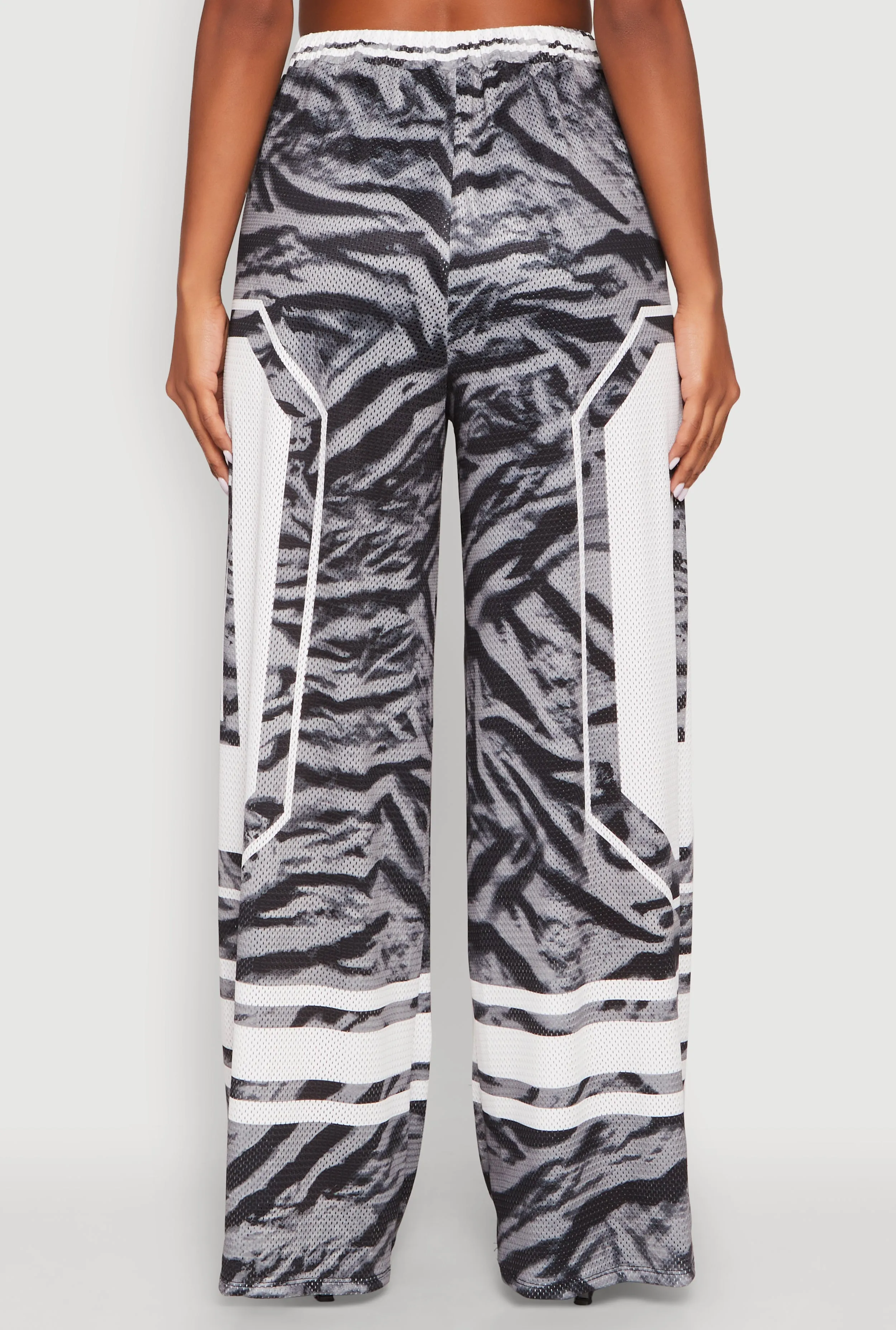 Jersey Mesh Graphic Zebra Print Wide Leg Pants sold by Rainbow product image thumbnail 5