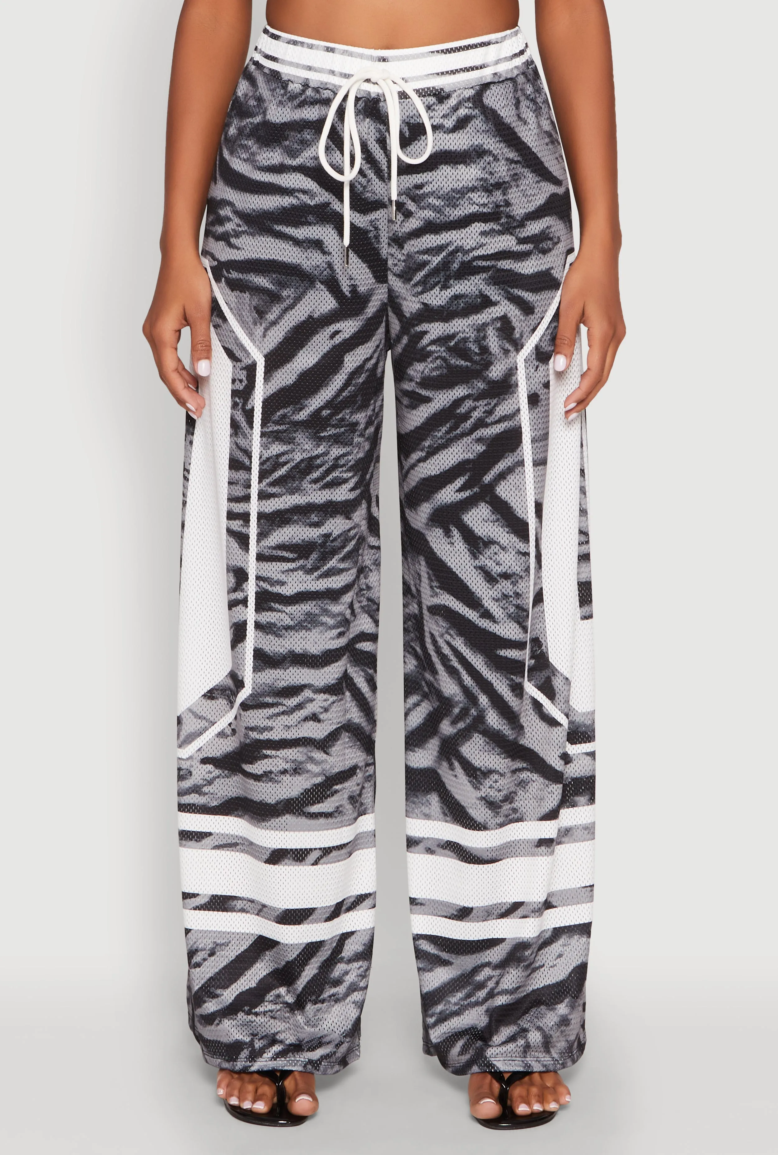 Jersey Mesh Graphic Zebra Print Wide Leg Pants sold by Rainbow product image thumbnail 3