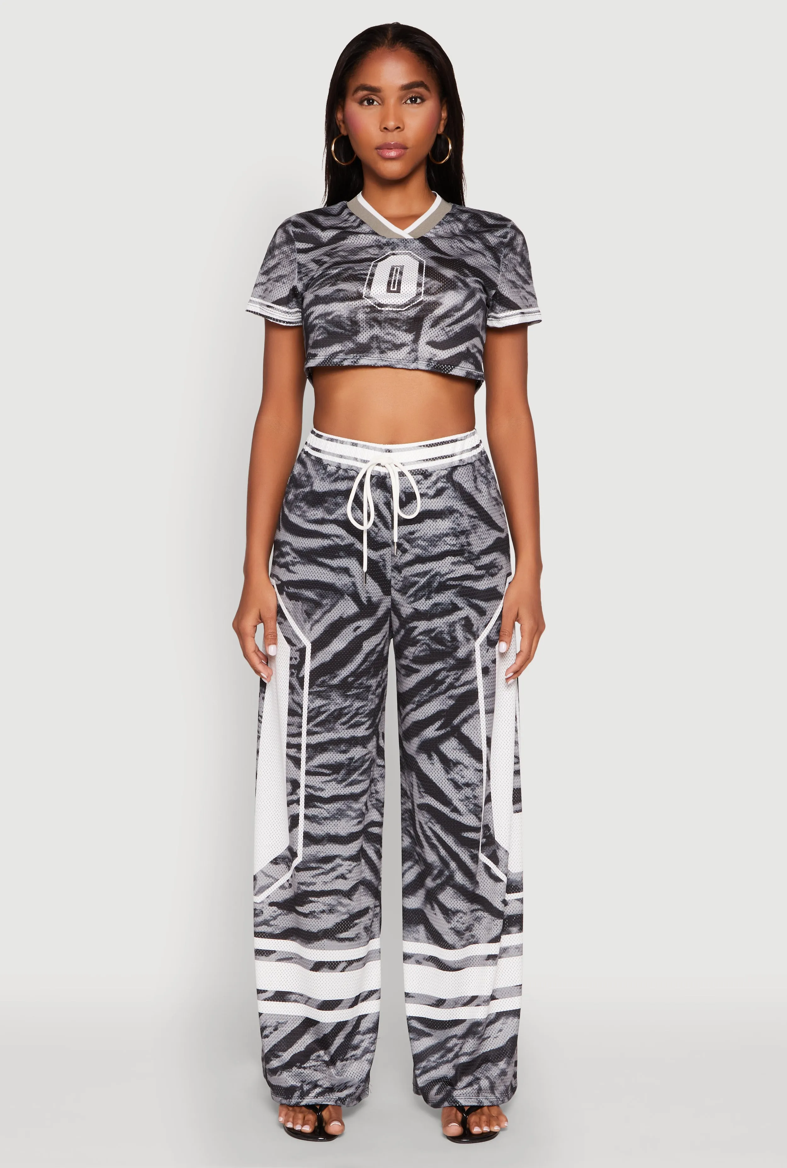 Jersey Mesh Graphic Zebra Print Wide Leg Pants sold by Rainbow product image thumbnail 2