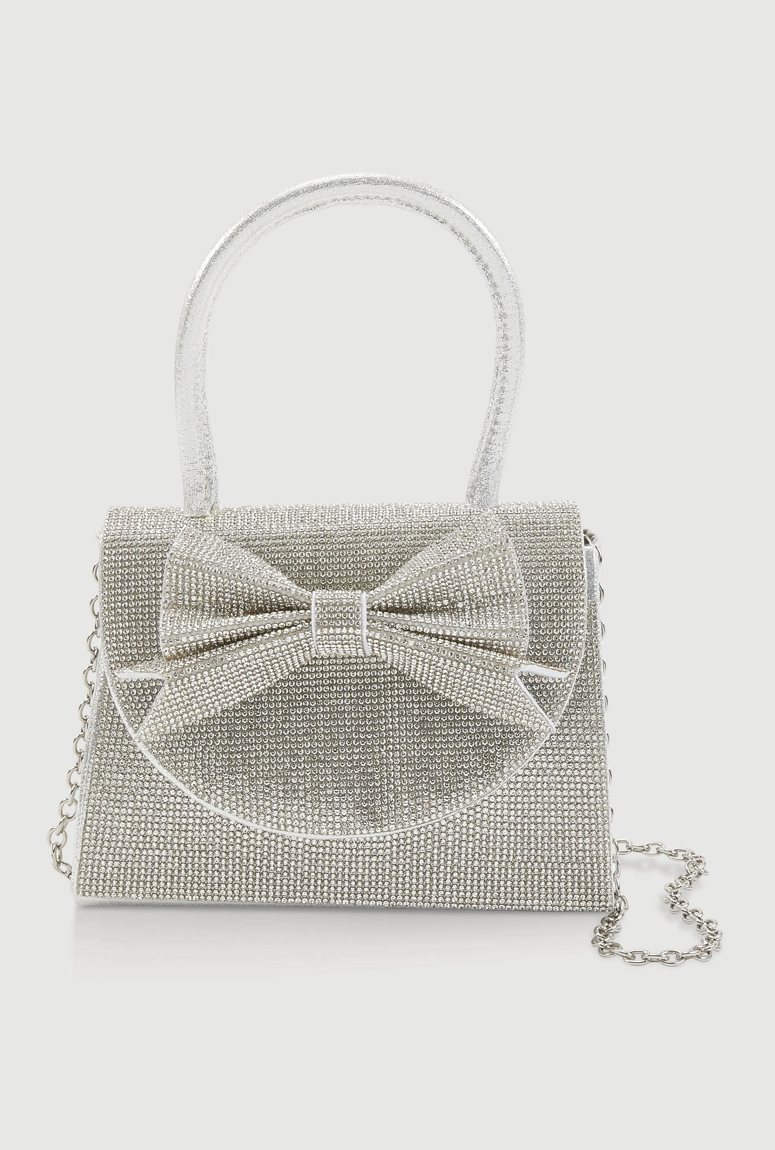 Rhinestone Bow Top Handle Handbag sold by Rainbow