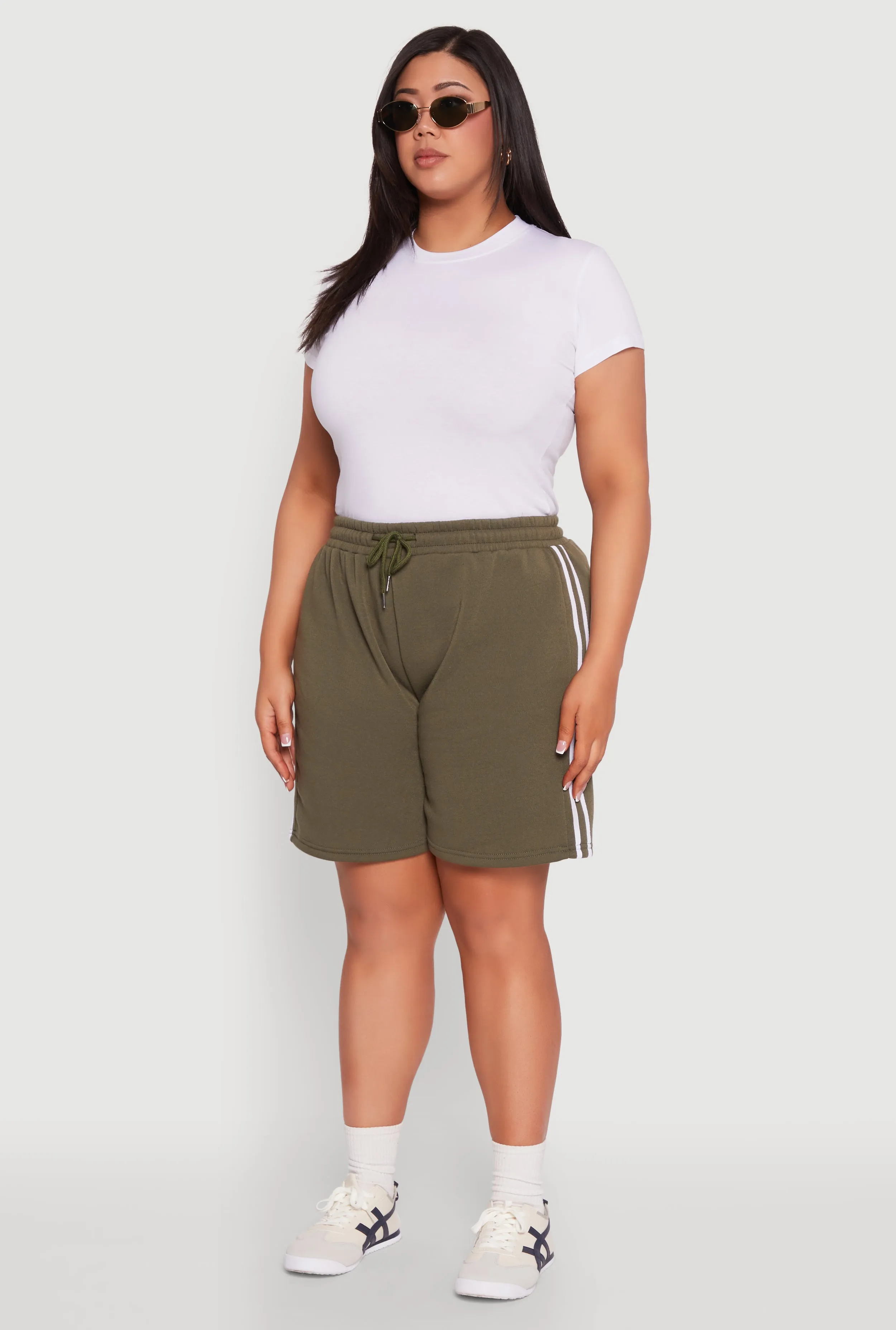 Plus Size Varsity Stripe Side Sweatshorts sold by Rainbow product image thumbnail 3