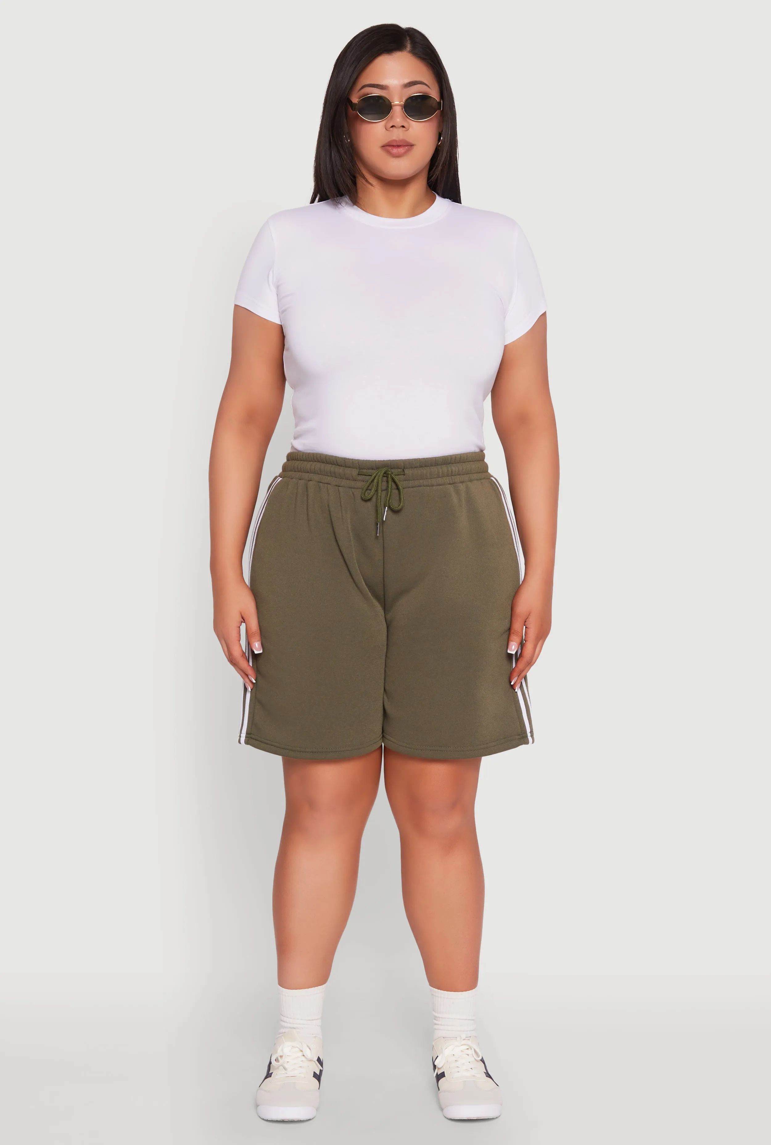 Plus Size Varsity Stripe Side Sweatshorts sold by Rainbow product image thumbnail 2