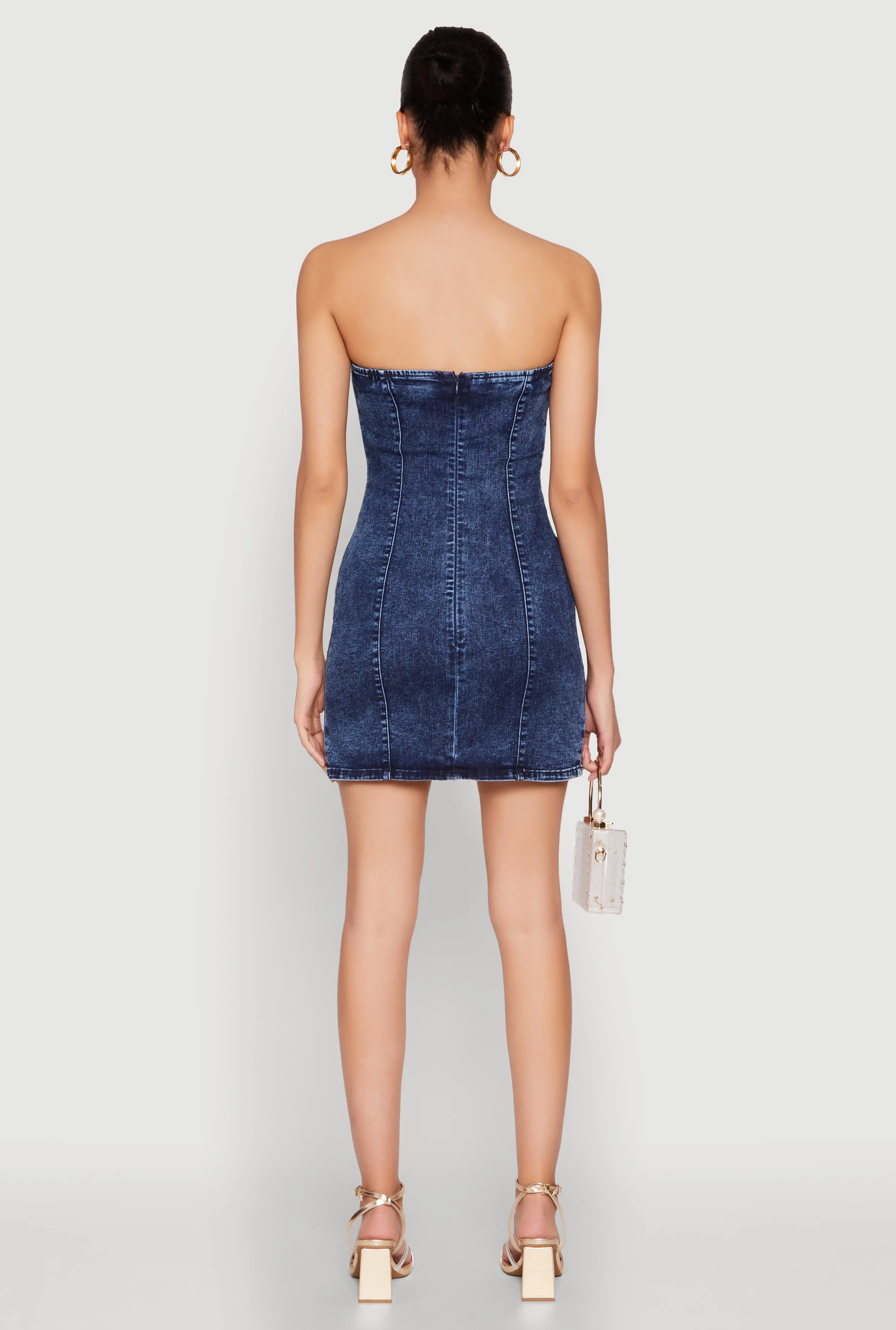 WAX Denim Button Detail Tube Dress sold by Rainbow product image thumbnail 5