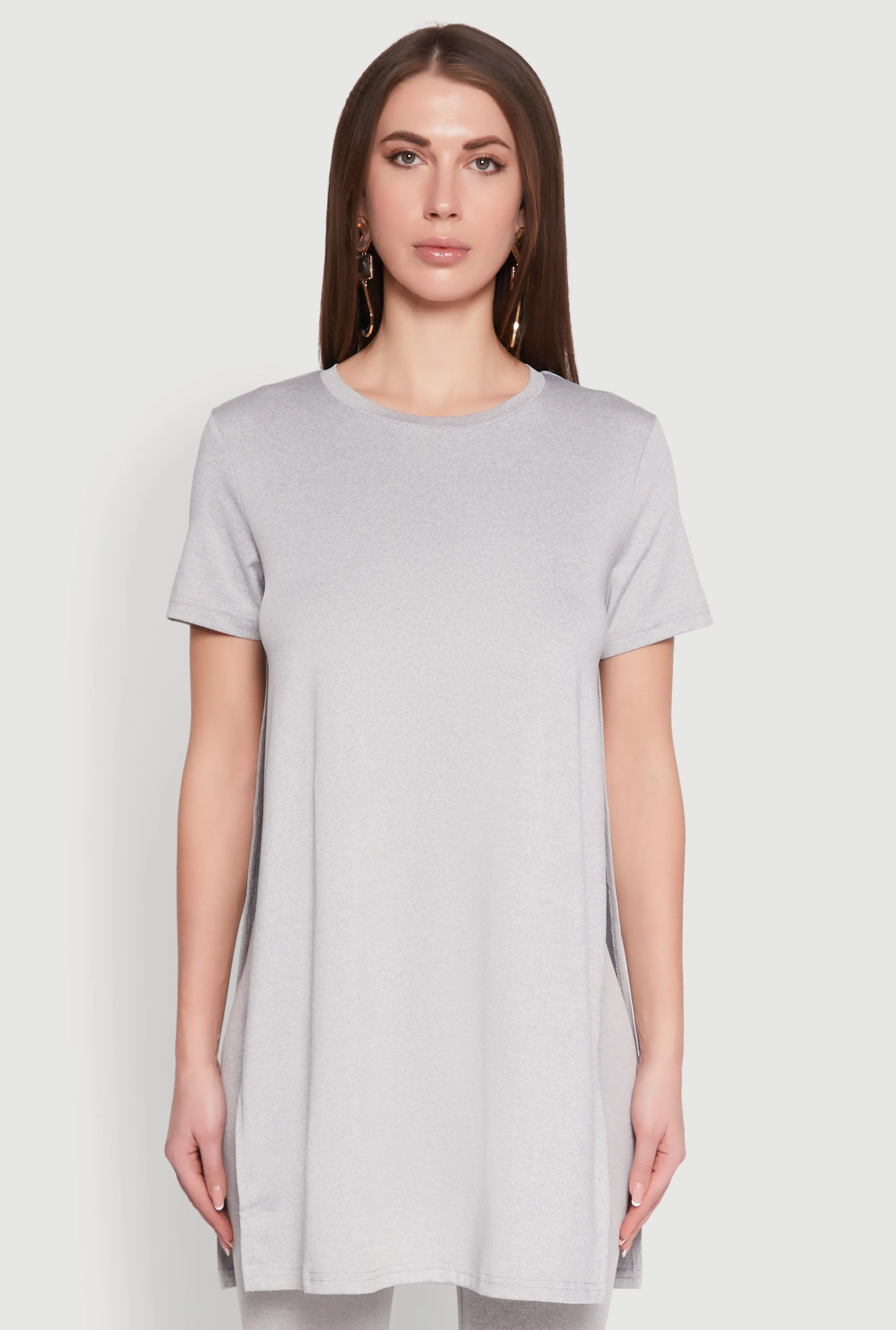 Daisy Side Slit Crew Neck Tunic Top sold by Rainbow