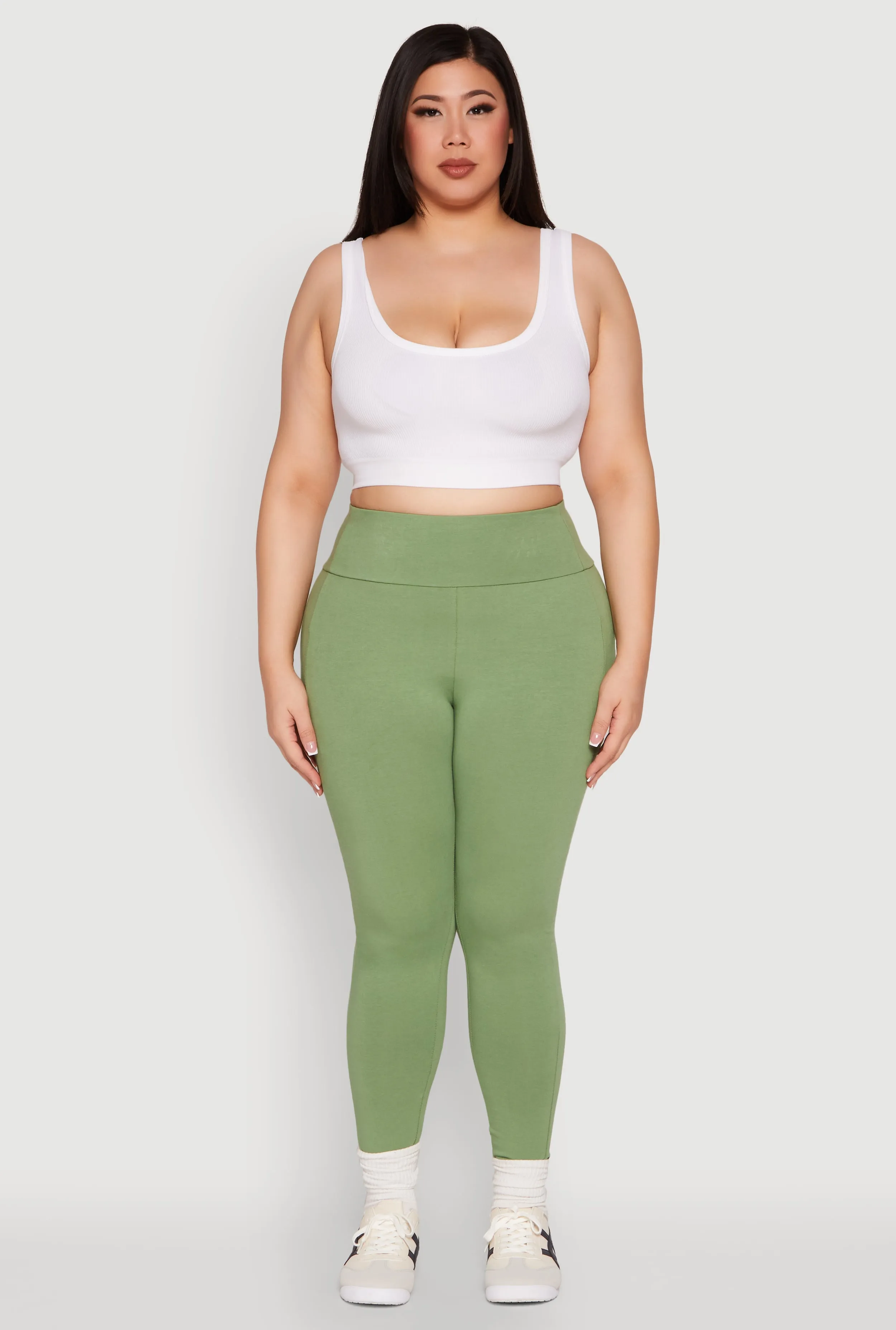 Plus Size Side Pocket High Waisted Leggings sold by Rainbow