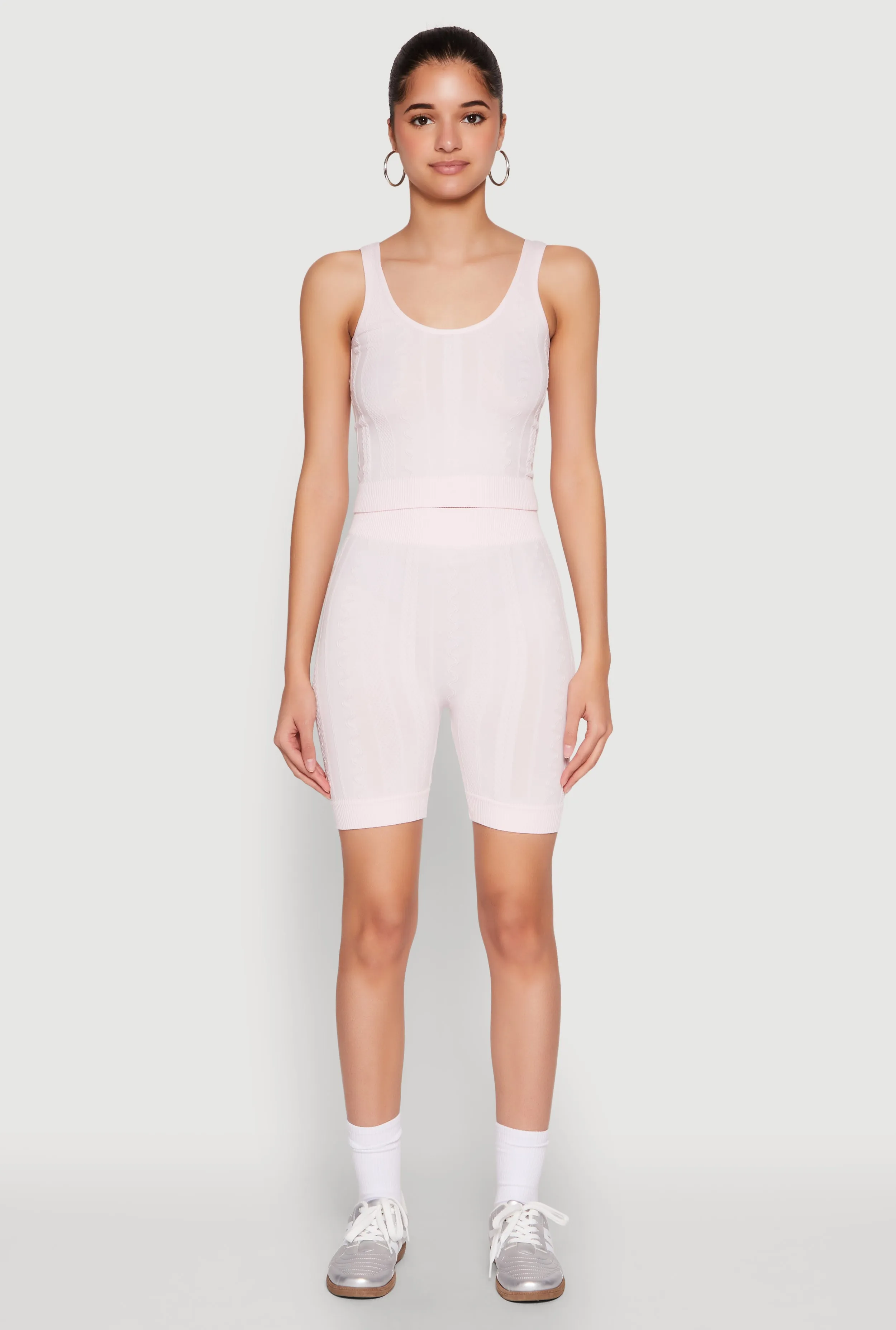 Seamless Textured Knit Tank Top and Biker Shorts sold by Rainbow product image thumbnail 2