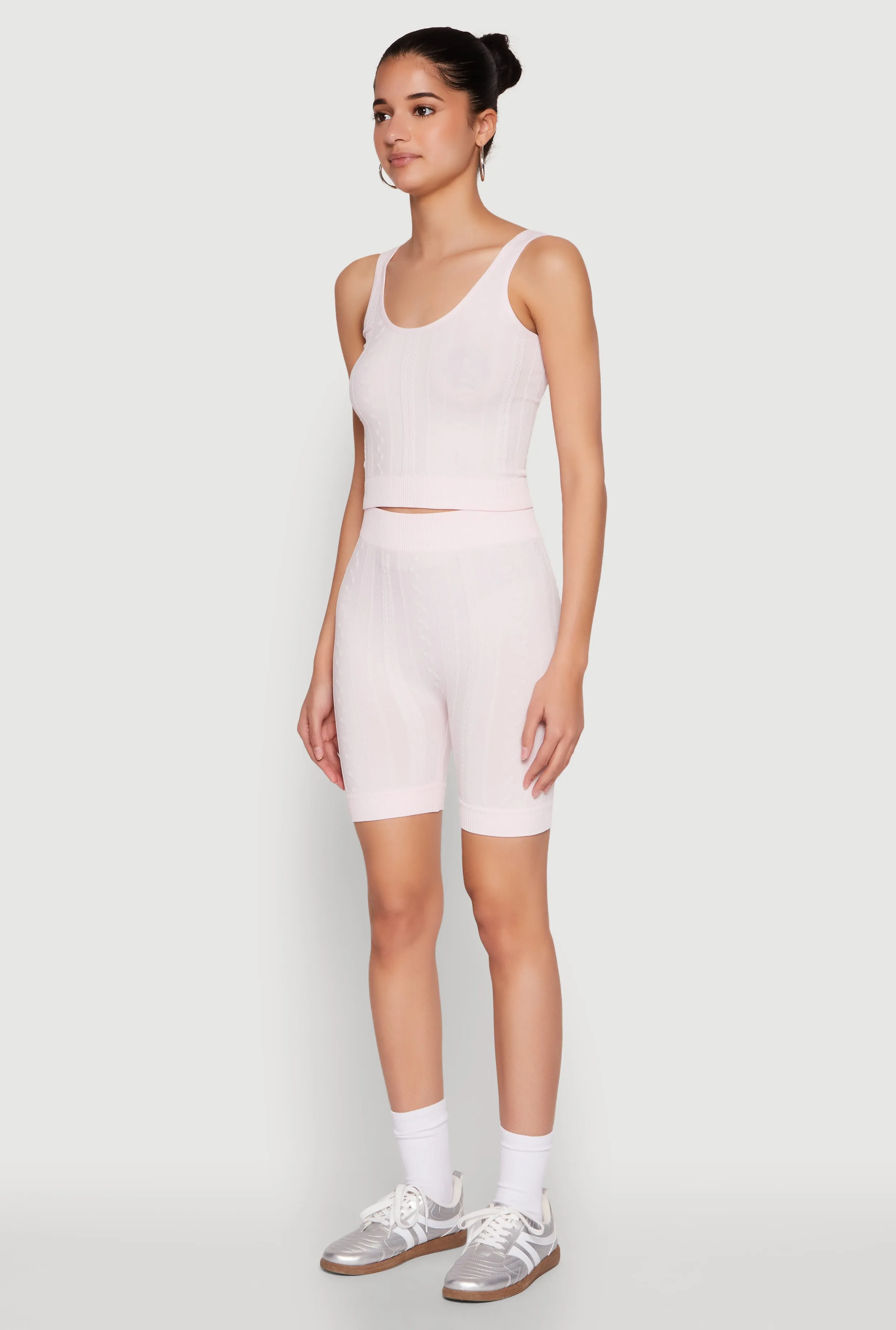 Seamless Textured Knit Tank Top and Biker Shorts sold by Rainbow product image thumbnail 3