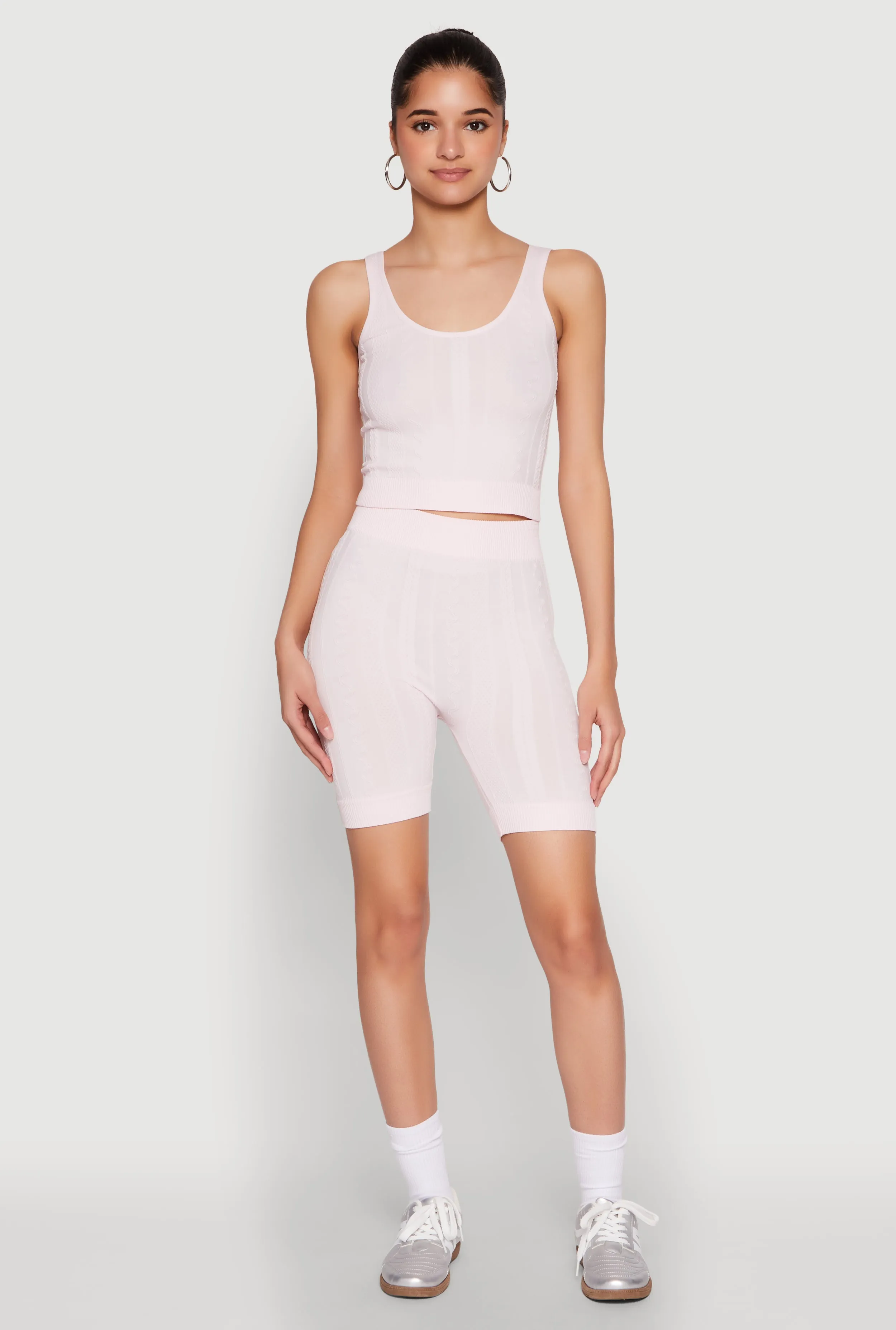 Seamless Textured Knit Tank Top and Biker Shorts sold by Rainbow