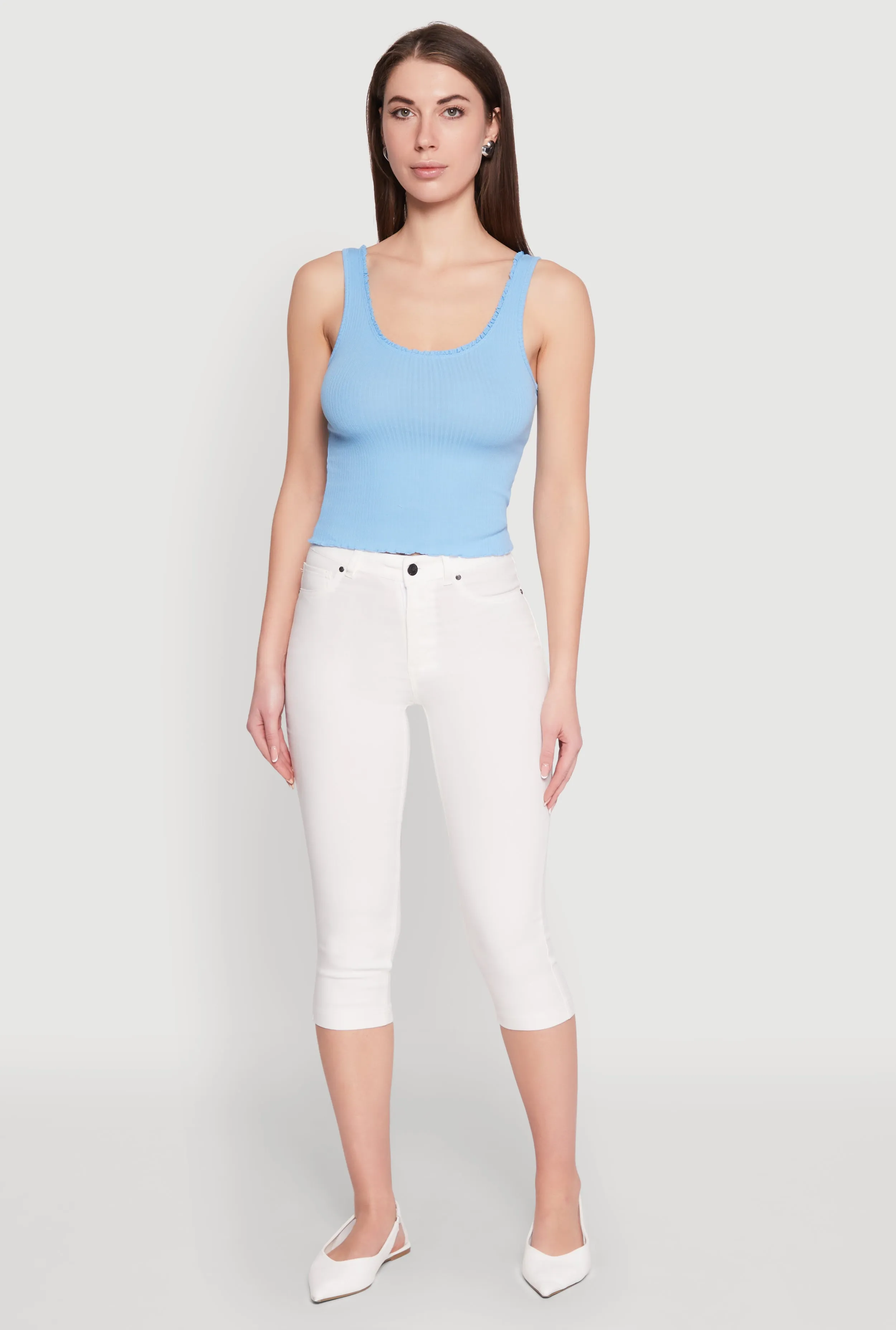 Crochet Trim Rib Knit Tank Top sold by Rainbow product image thumbnail 3