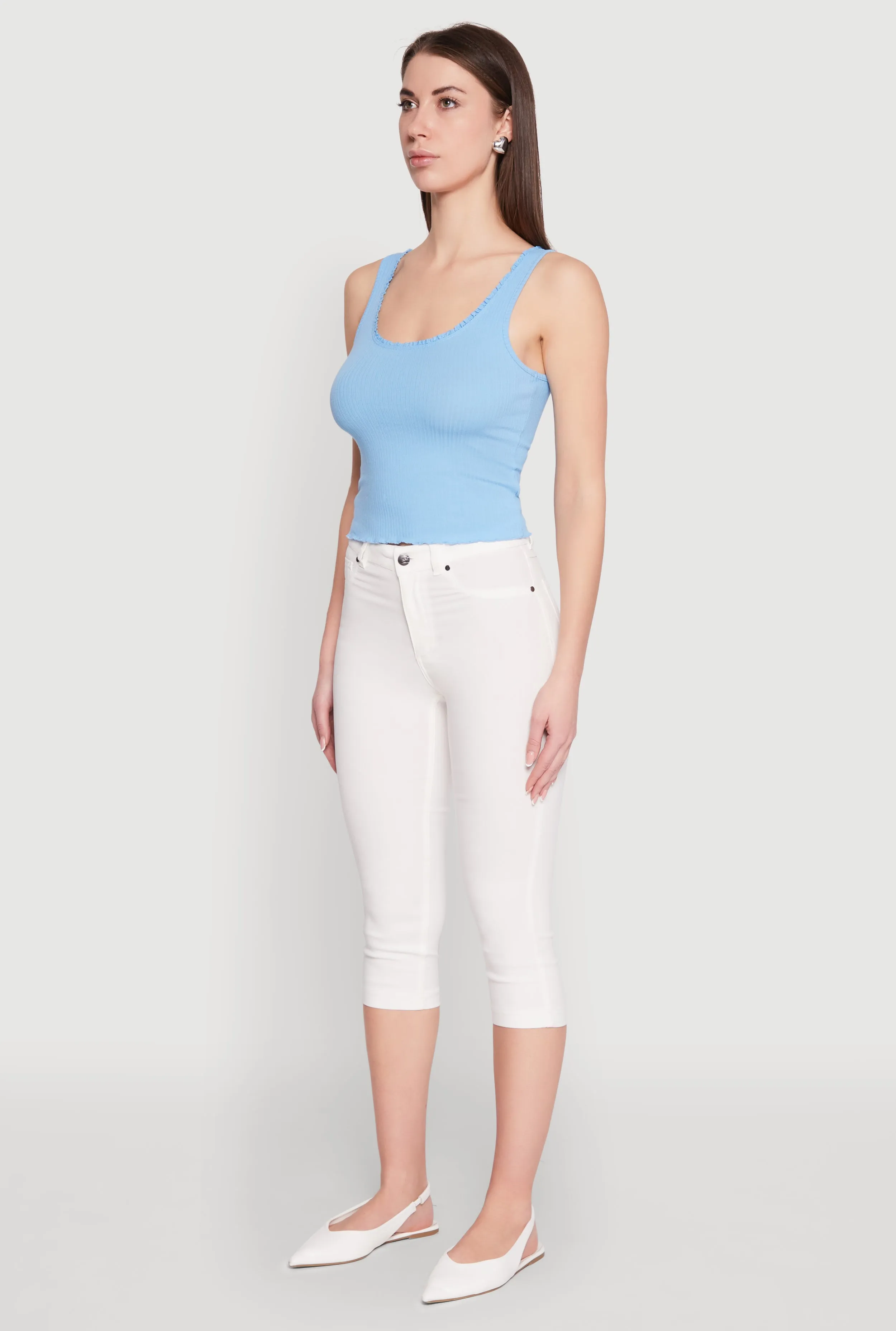 Crochet Trim Rib Knit Tank Top sold by Rainbow product image thumbnail 5