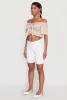 Striped Off the Shoulder Tie Front Crop Top sold by Rainbow