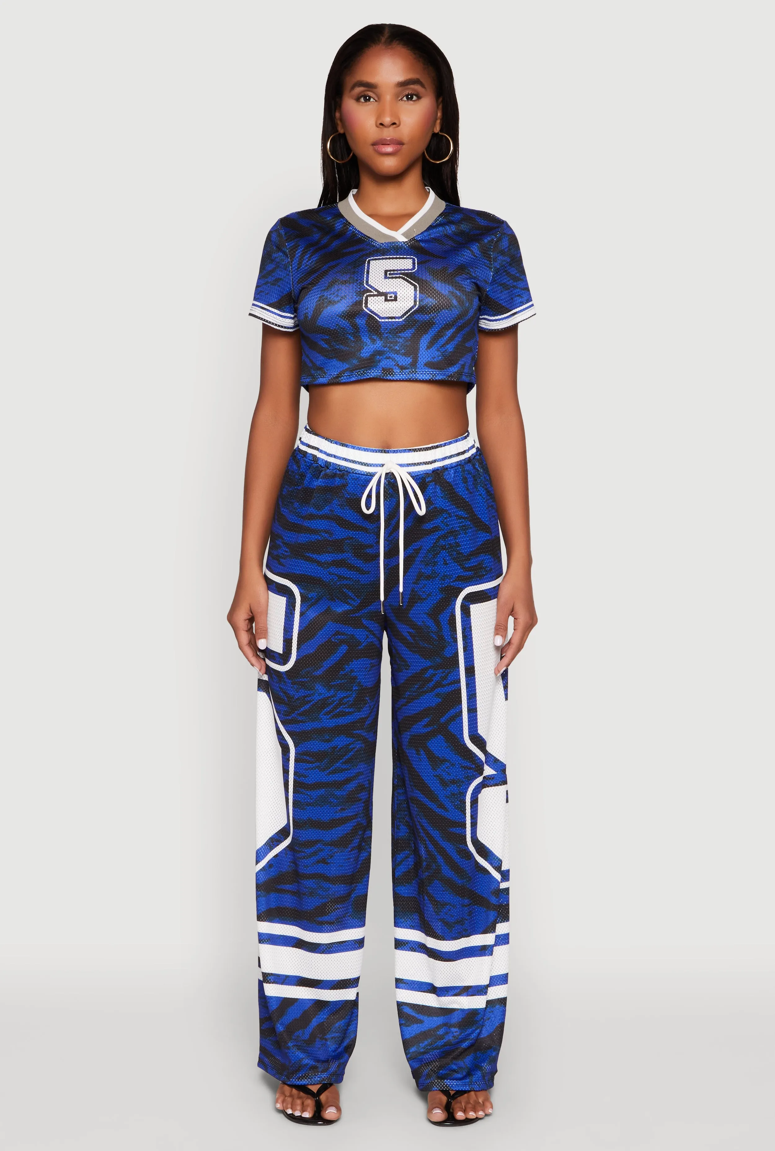 Jersey Mesh Graphic Zebra Print Wide Leg Pants sold by Rainbow product image thumbnail 2