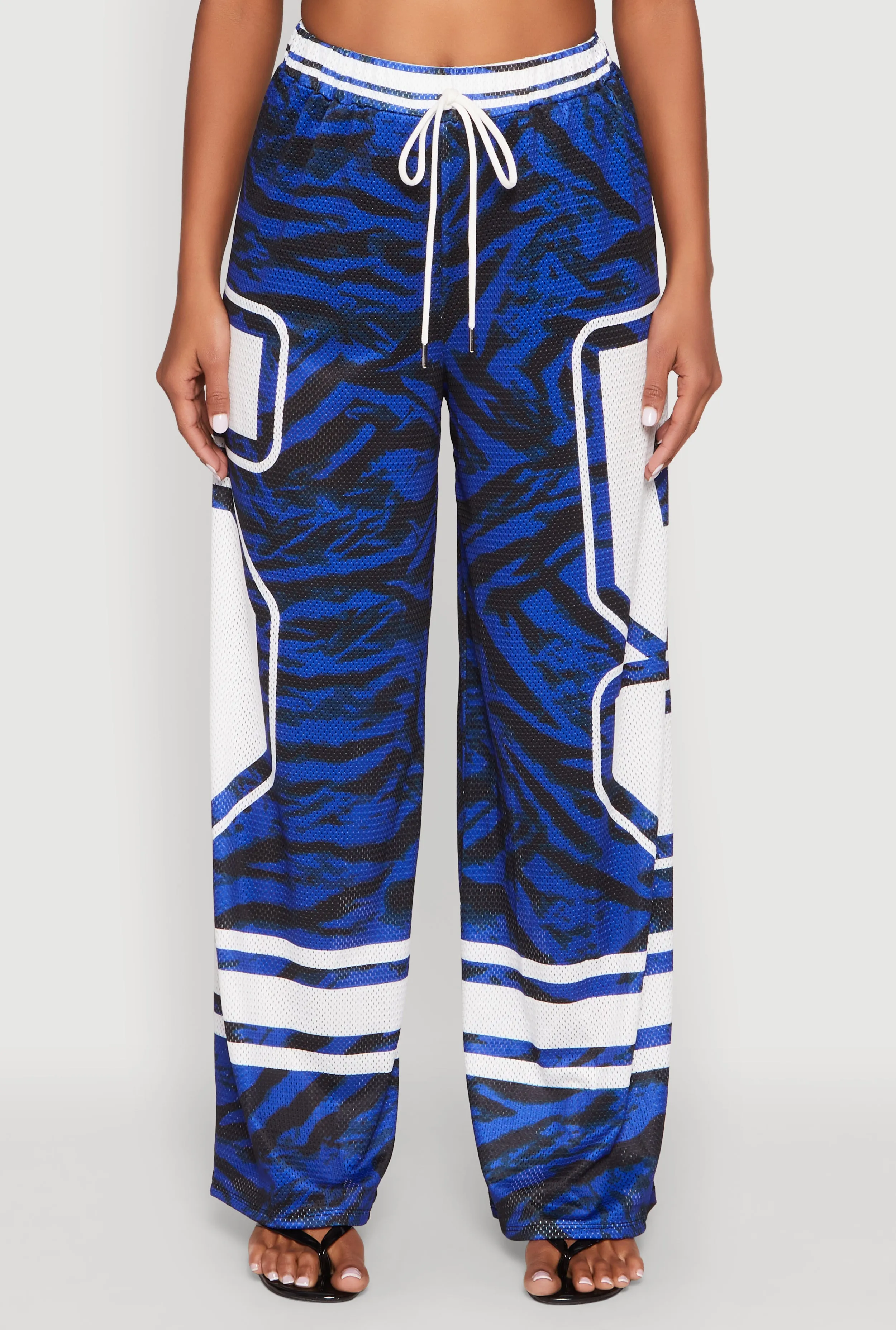 Jersey Mesh Graphic Zebra Print Wide Leg Pants sold by Rainbow product image thumbnail 3