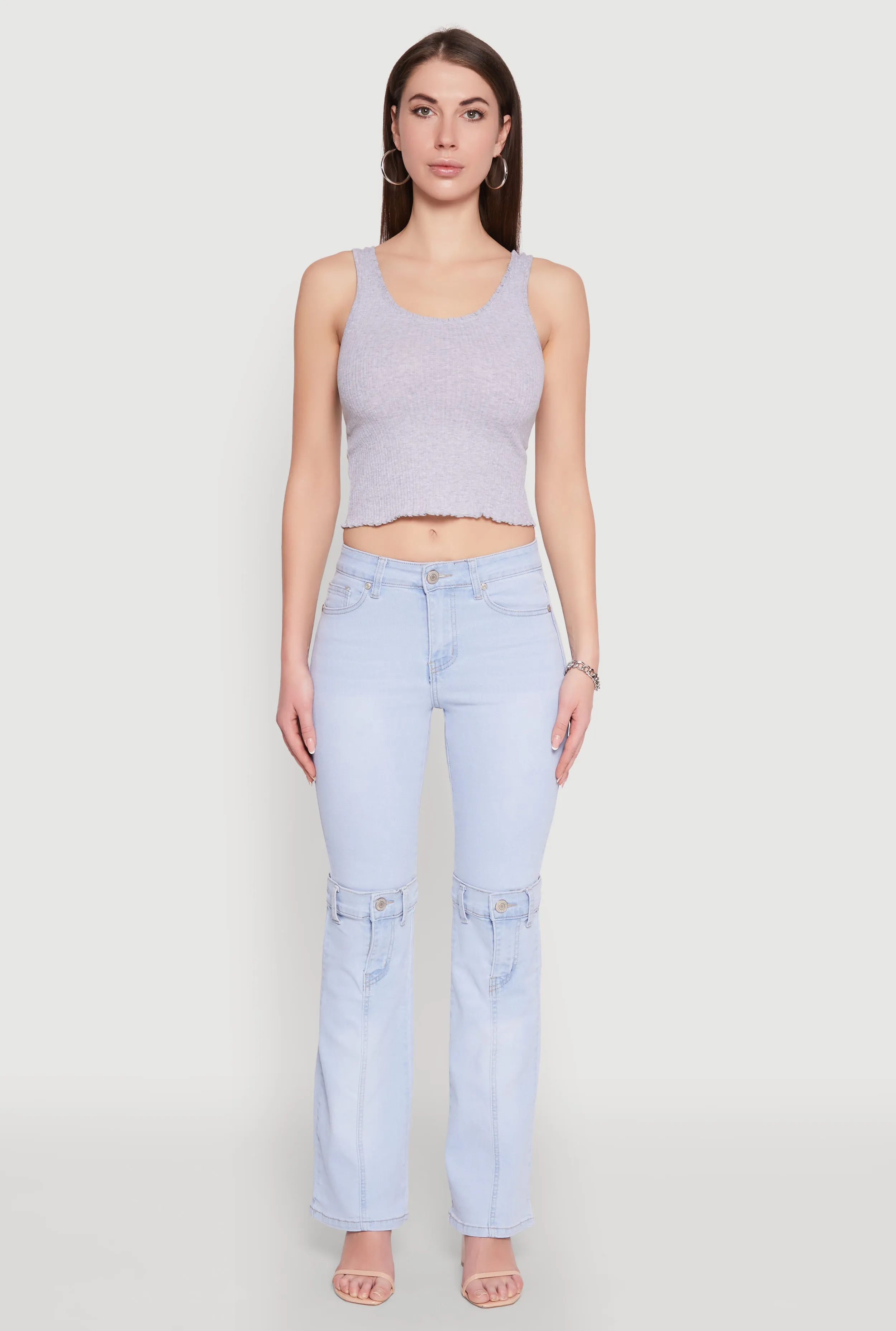 Crochet Trim Rib Knit Tank Top sold by Rainbow product image thumbnail 3