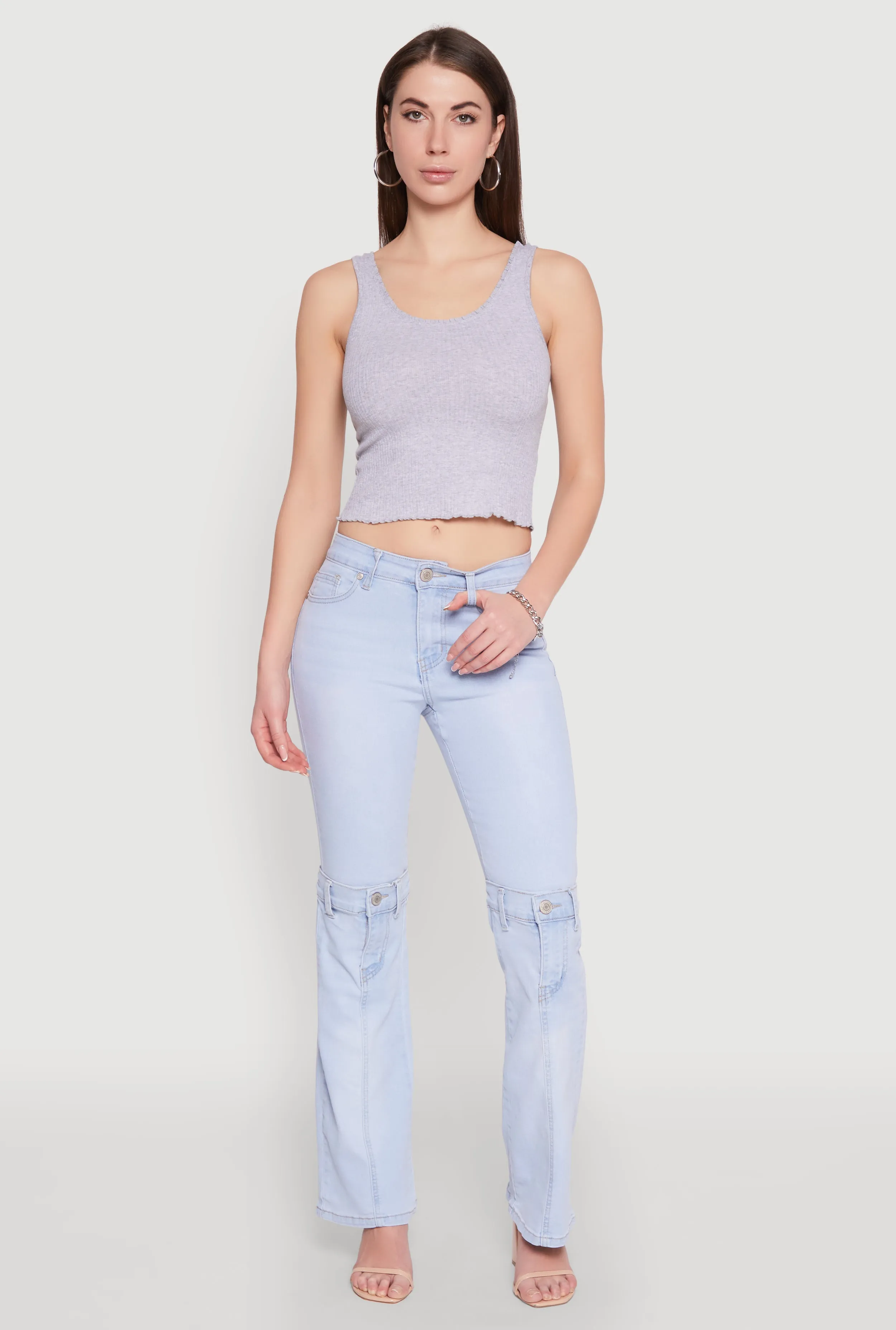 Crochet Trim Rib Knit Tank Top sold by Rainbow