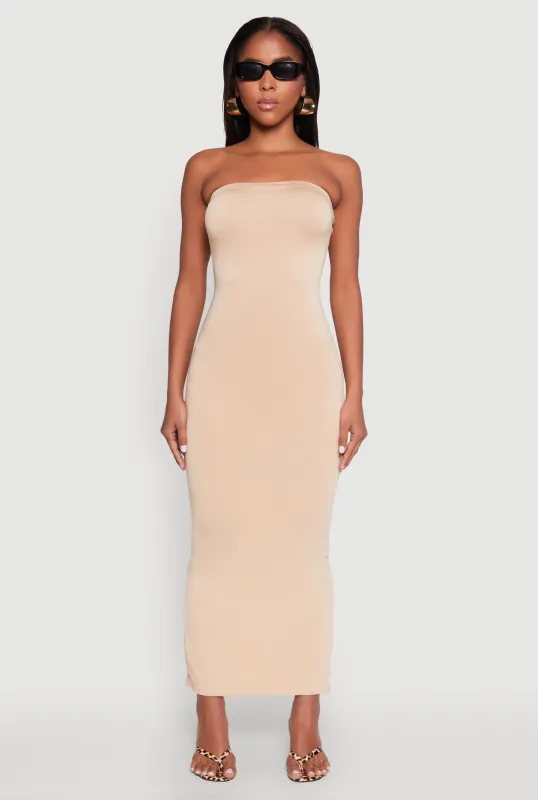 Slit Back Maxi Tube Dress sold by Rainbow