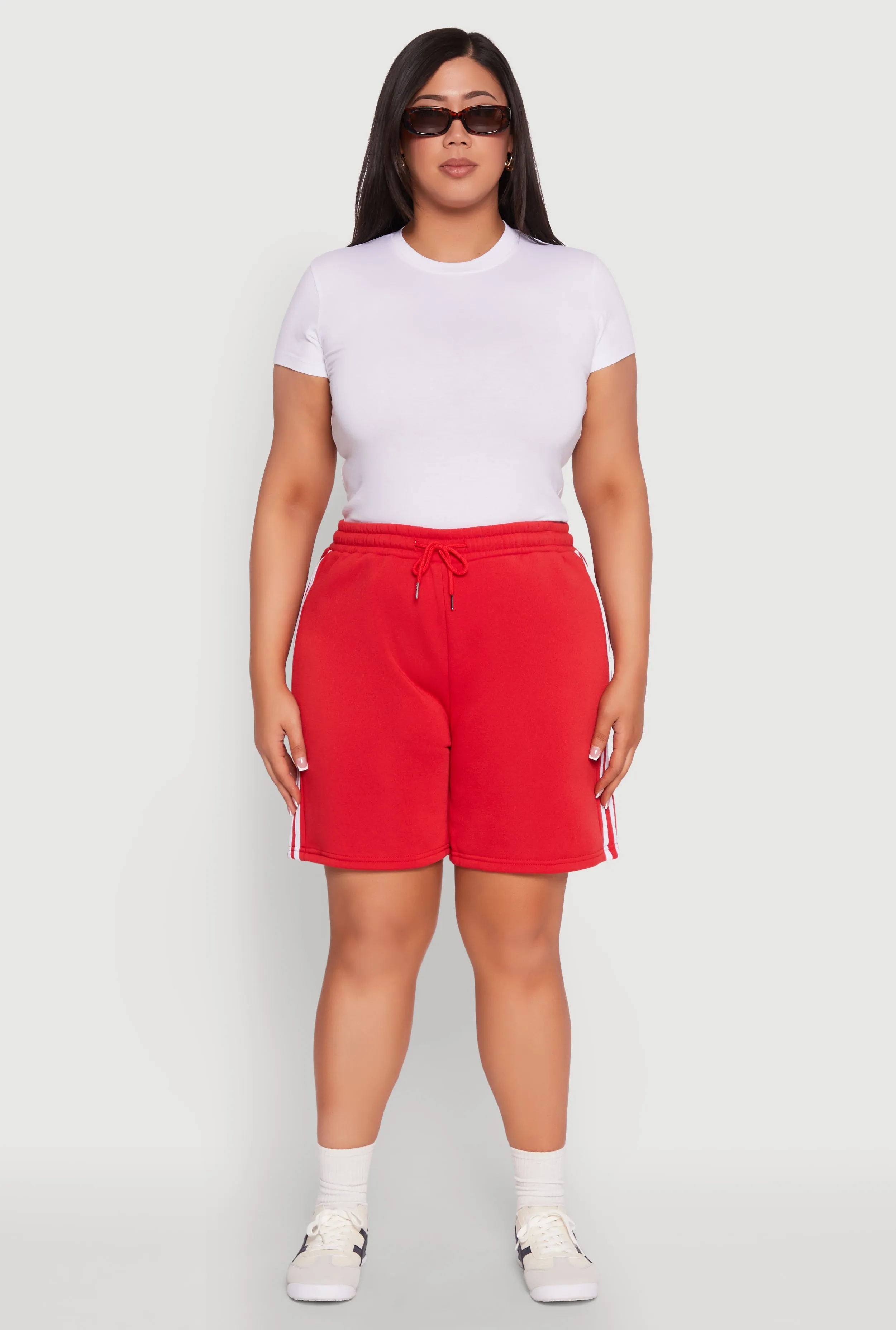 Plus Size Varsity Stripe Side Sweatshorts sold by Rainbow product image thumbnail 2