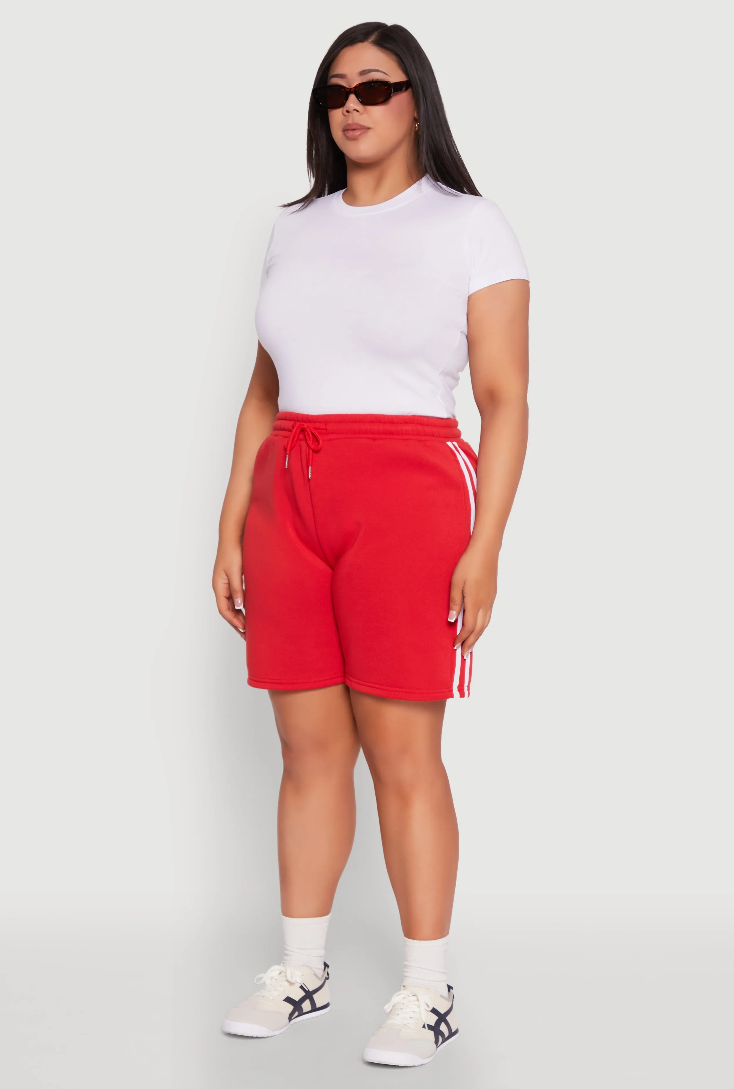 Plus Size Varsity Stripe Side Sweatshorts sold by Rainbow product image thumbnail 3