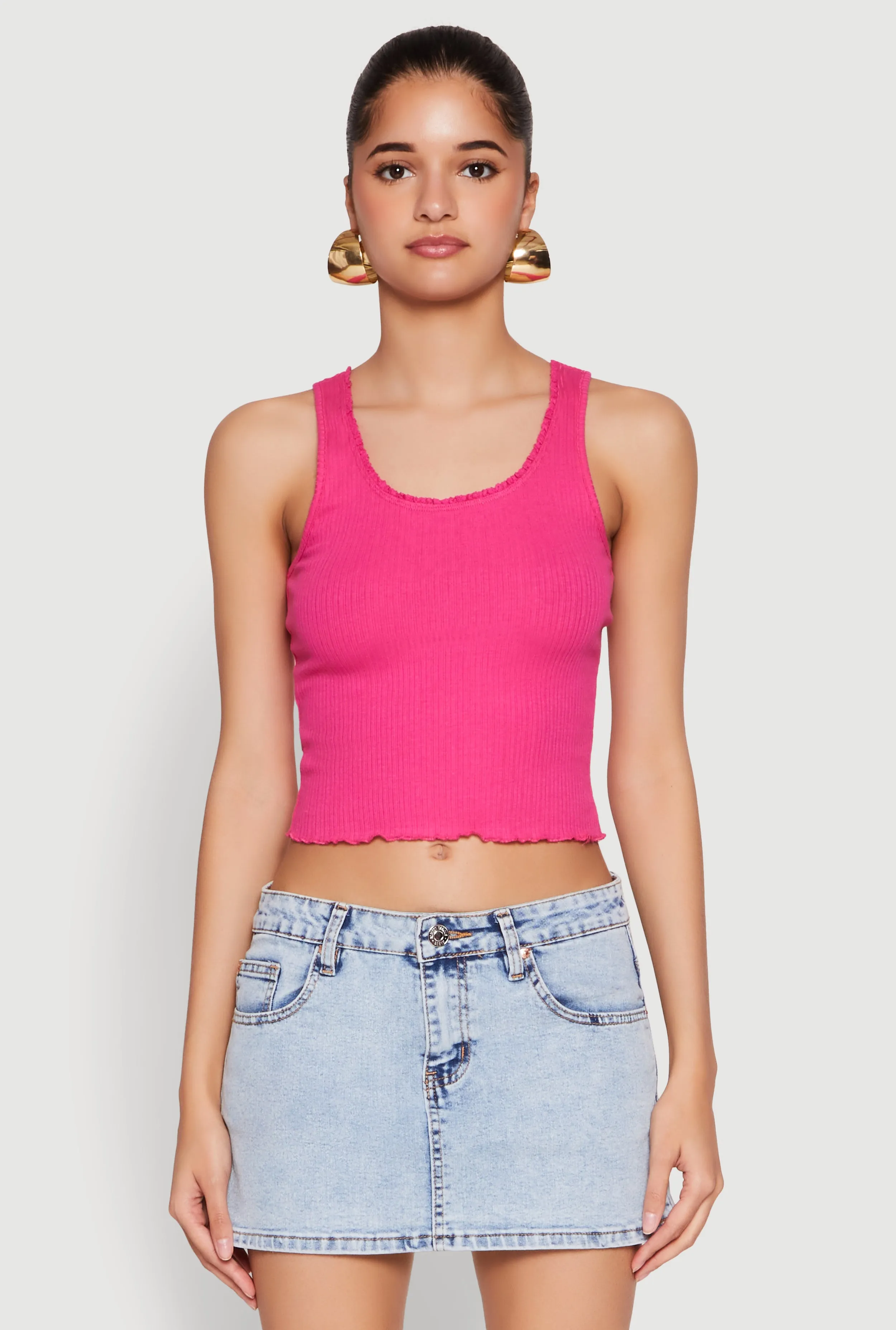 Crochet Trim Rib Knit Tank Top sold by Rainbow product image thumbnail 2