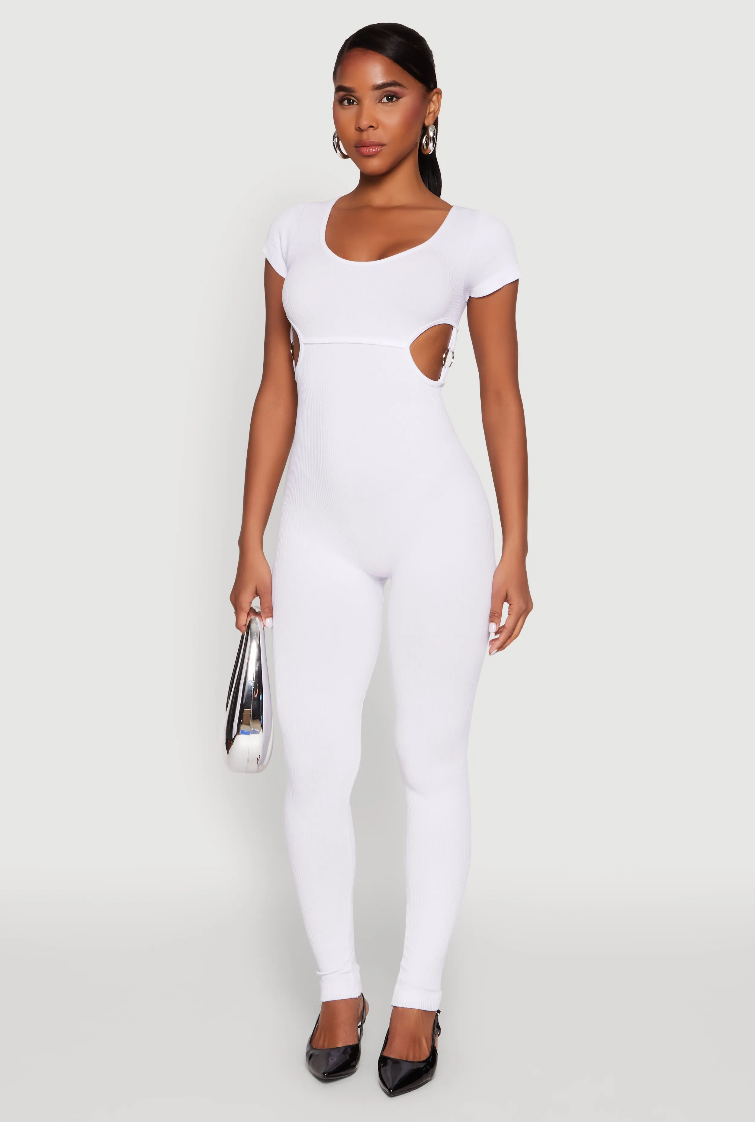 O Ring Side Cut Out Catsuit sold by Rainbow