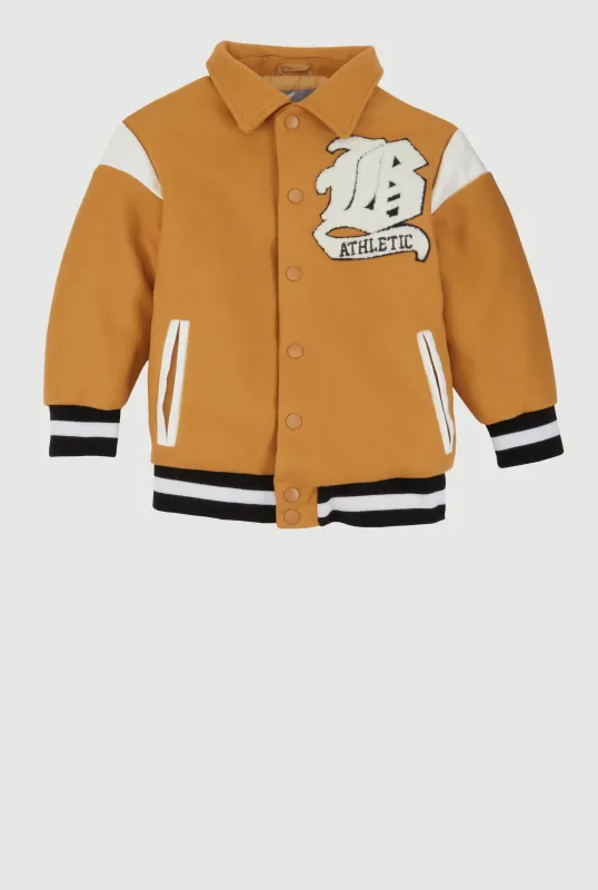 Little Boys B Initial Chenille Patch Letterman Jacket sold by Rainbow