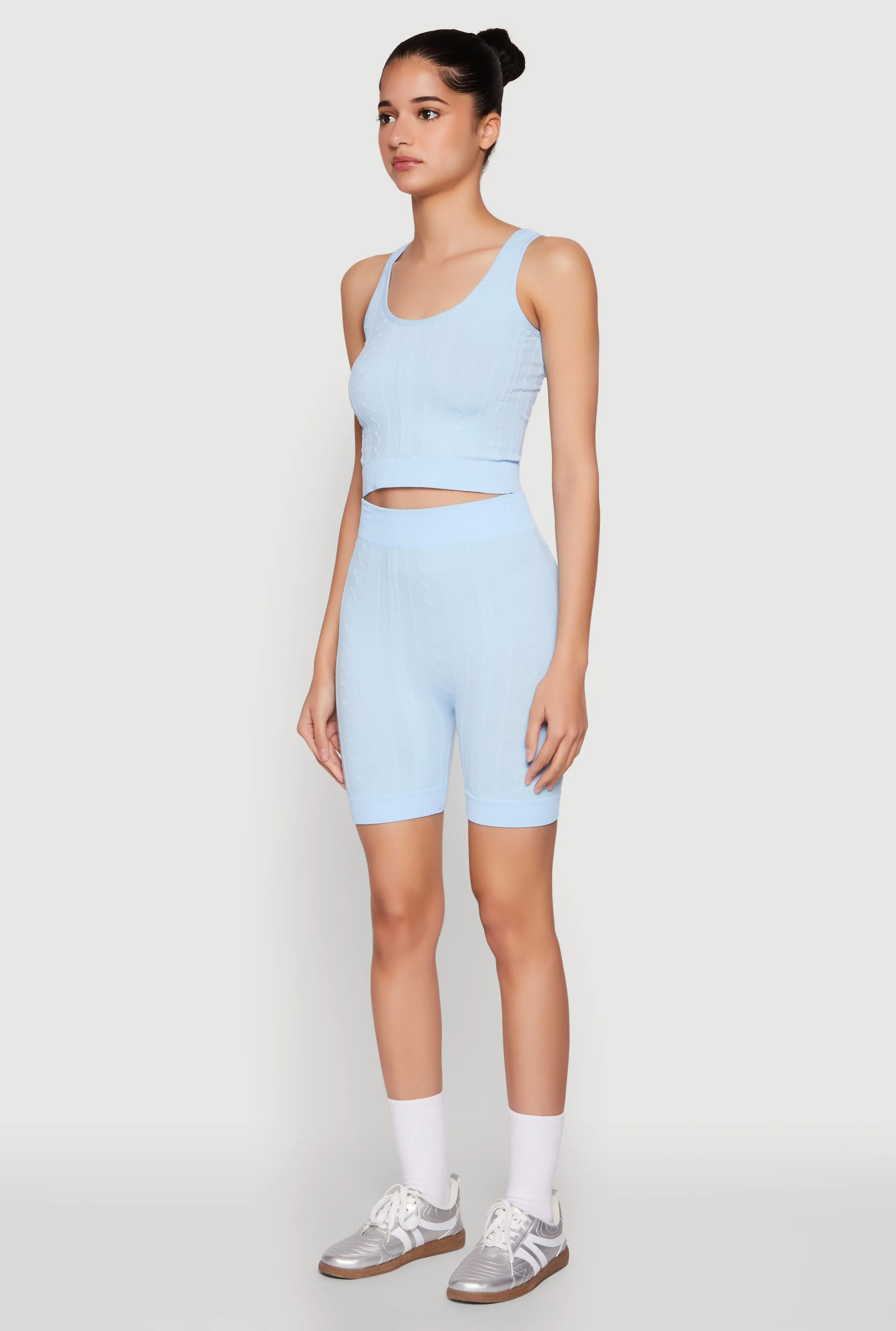 Seamless Textured Knit Tank Top and Biker Shorts sold by Rainbow product image thumbnail 3