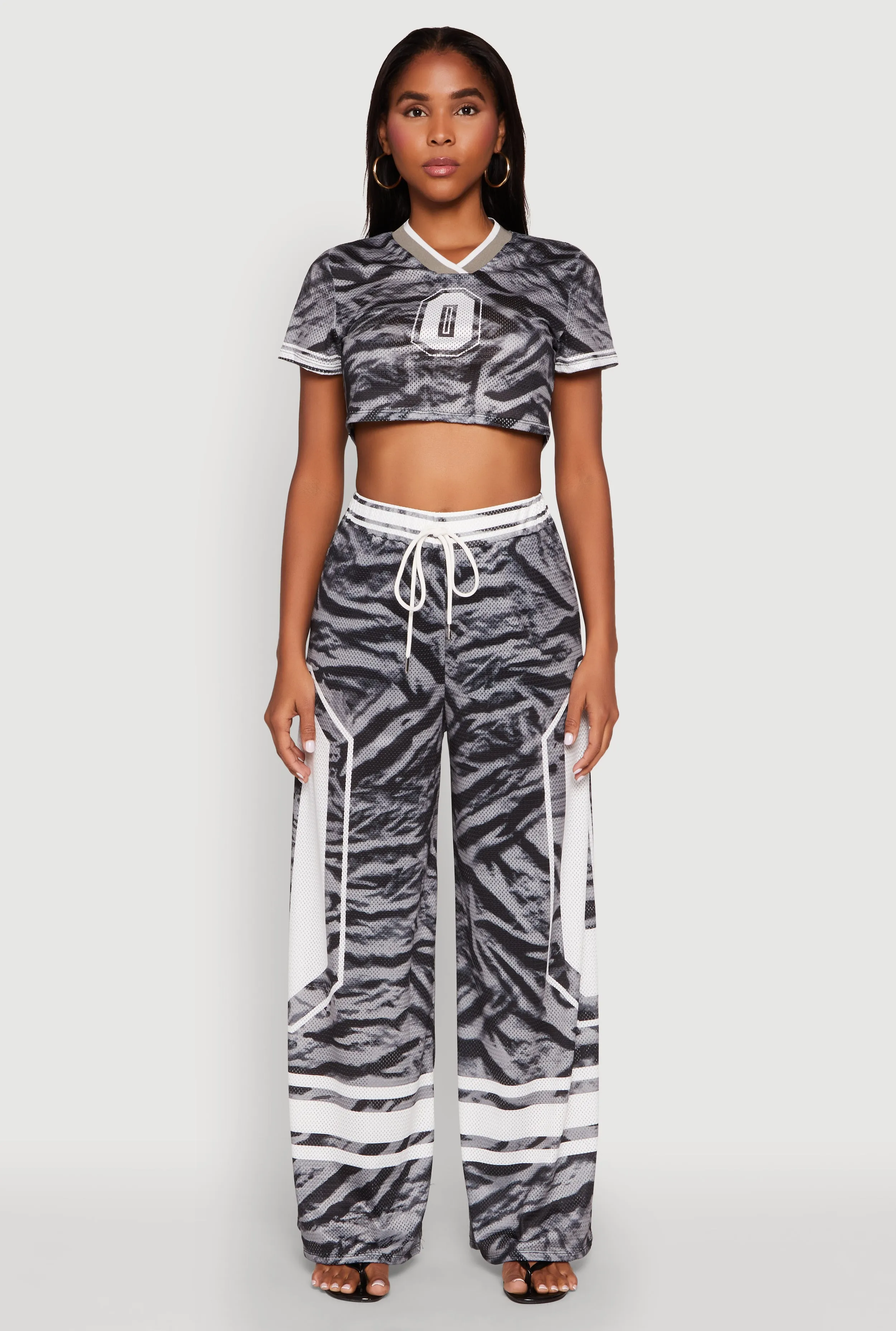 Graphic Zebra Print Cropped Football Jersey sold by Rainbow product image thumbnail 2