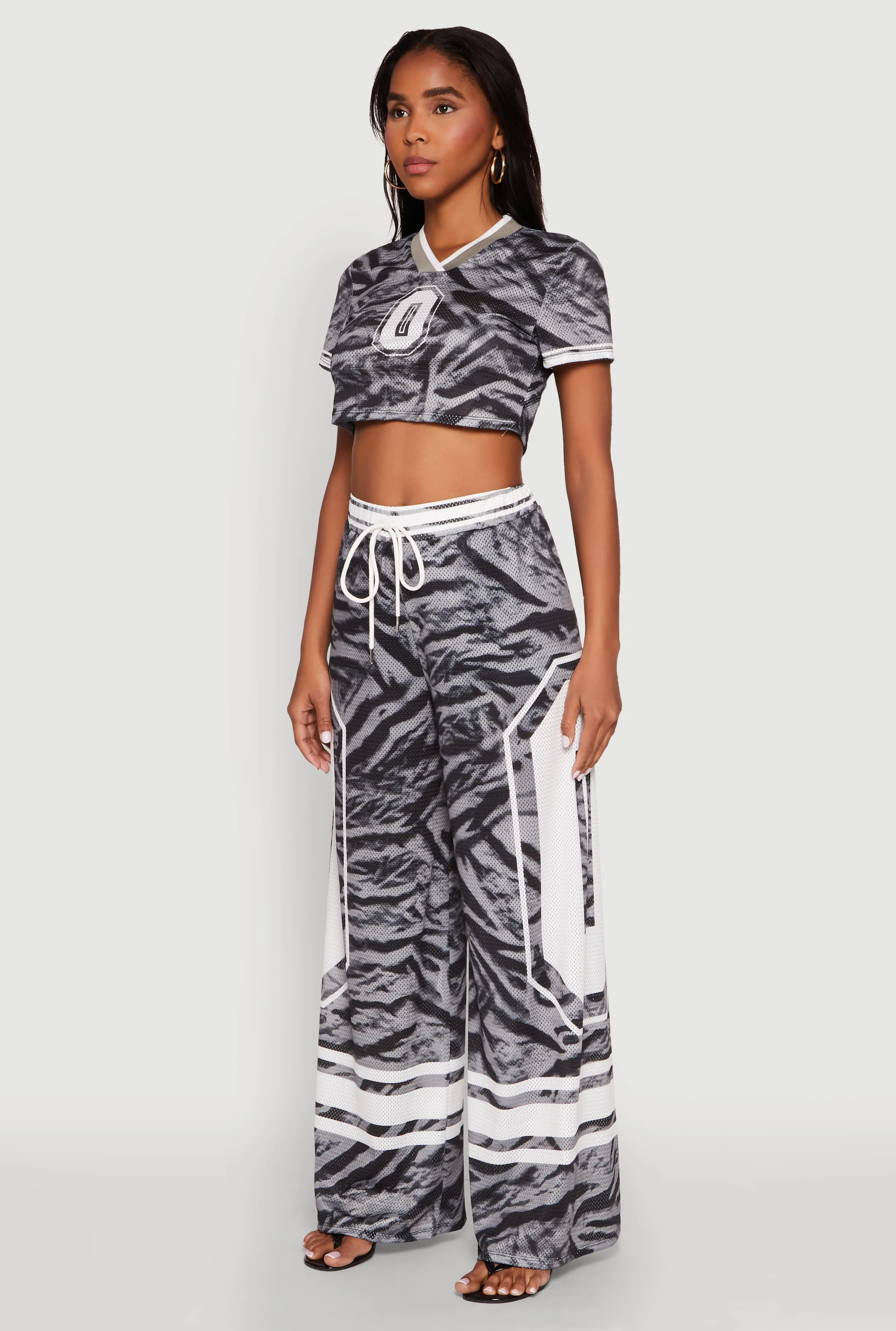 Graphic Zebra Print Cropped Football Jersey sold by Rainbow product image thumbnail 5