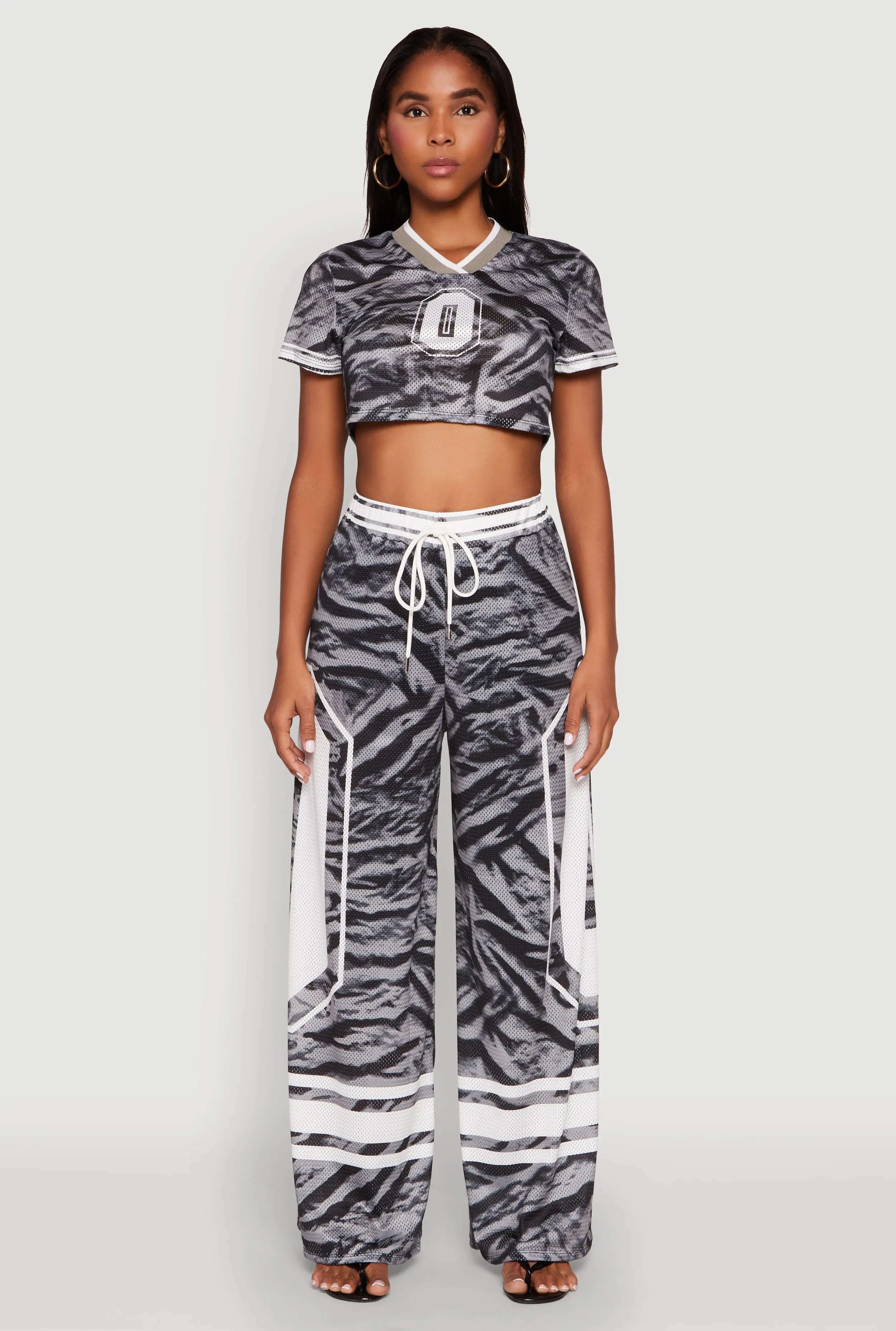 Graphic Zebra Print Cropped Football Jersey sold by Rainbow product image thumbnail 3