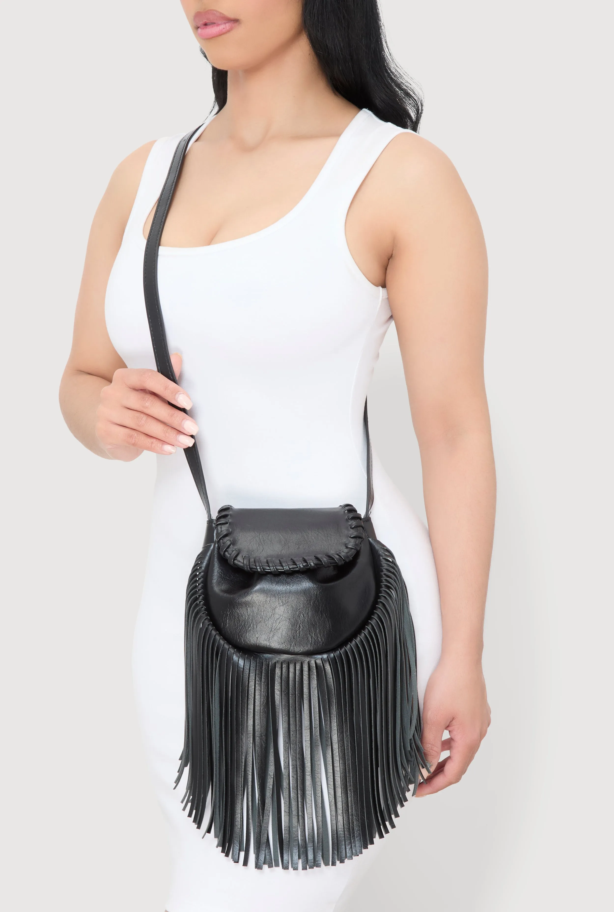 Decorative Stitch Flap Fringe Crossbody Bag sold by Rainbow product image thumbnail 2
