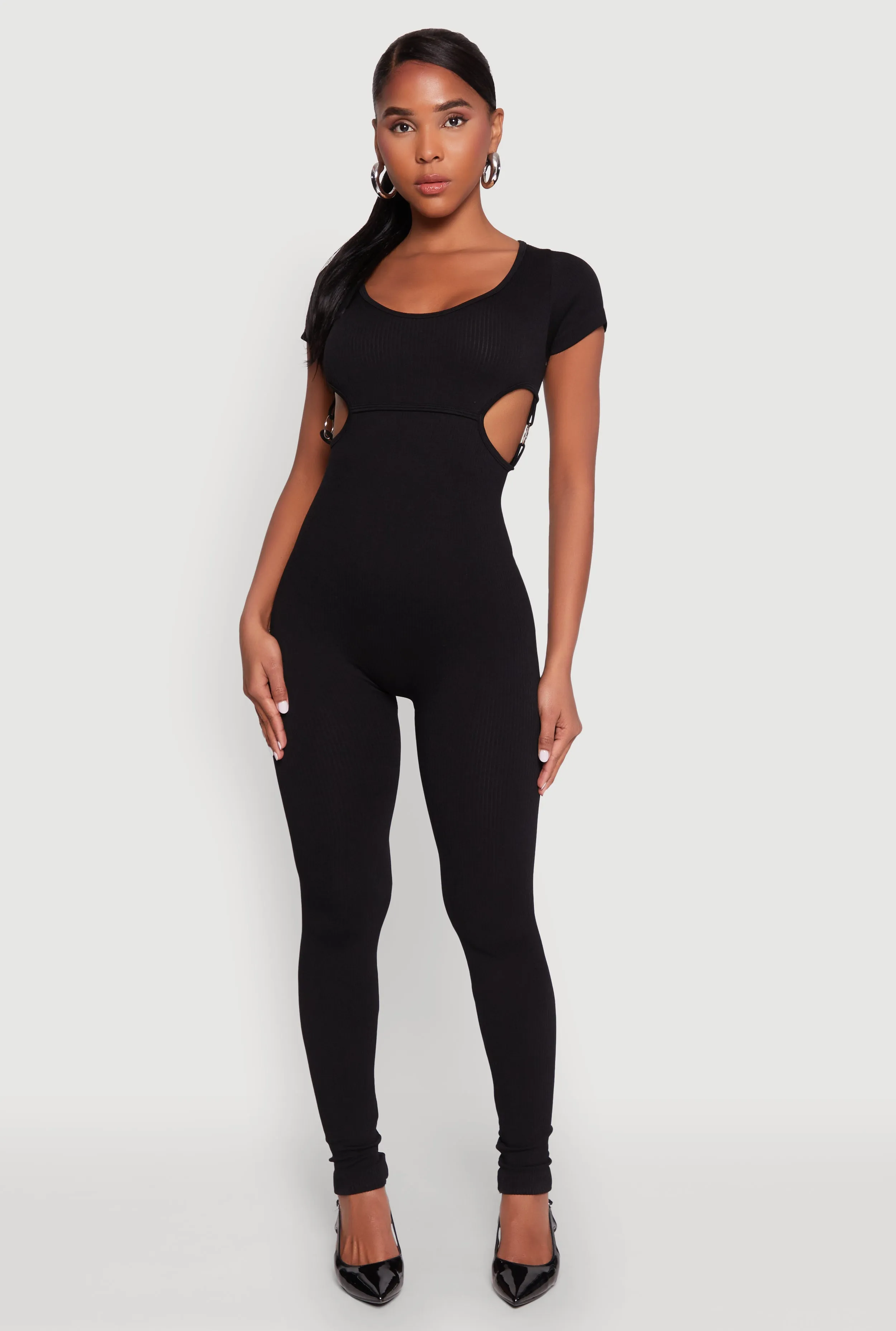 O Ring Side Cut Out Catsuit sold by Rainbow