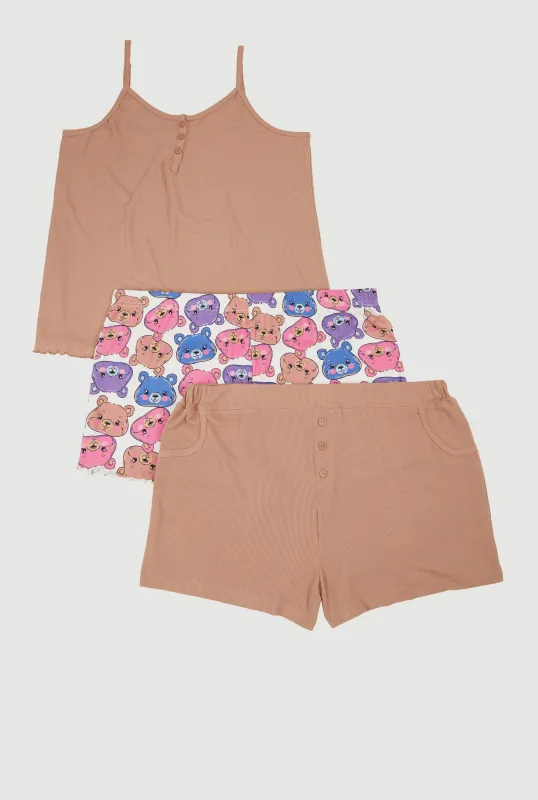 Plus Size Pajama Cami with Shorts 3 Piece Set sold by Rainbow