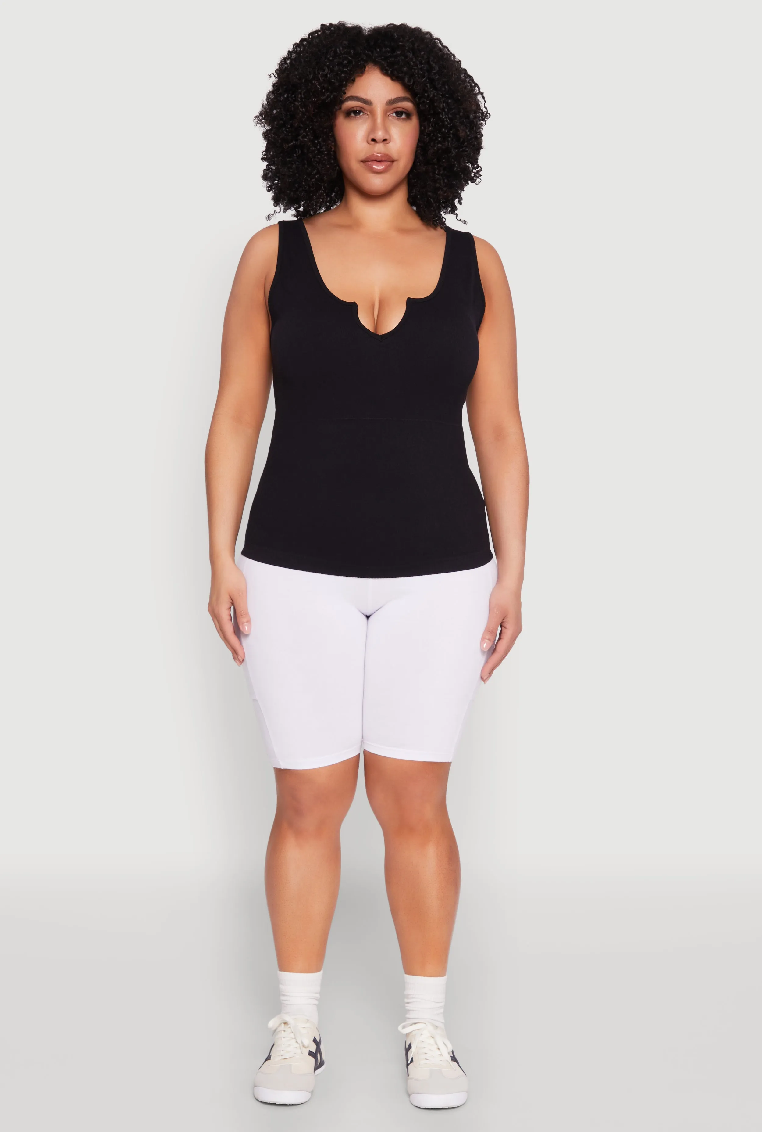 Plus Size Seamless Notch Neck Tank Top sold by Rainbow