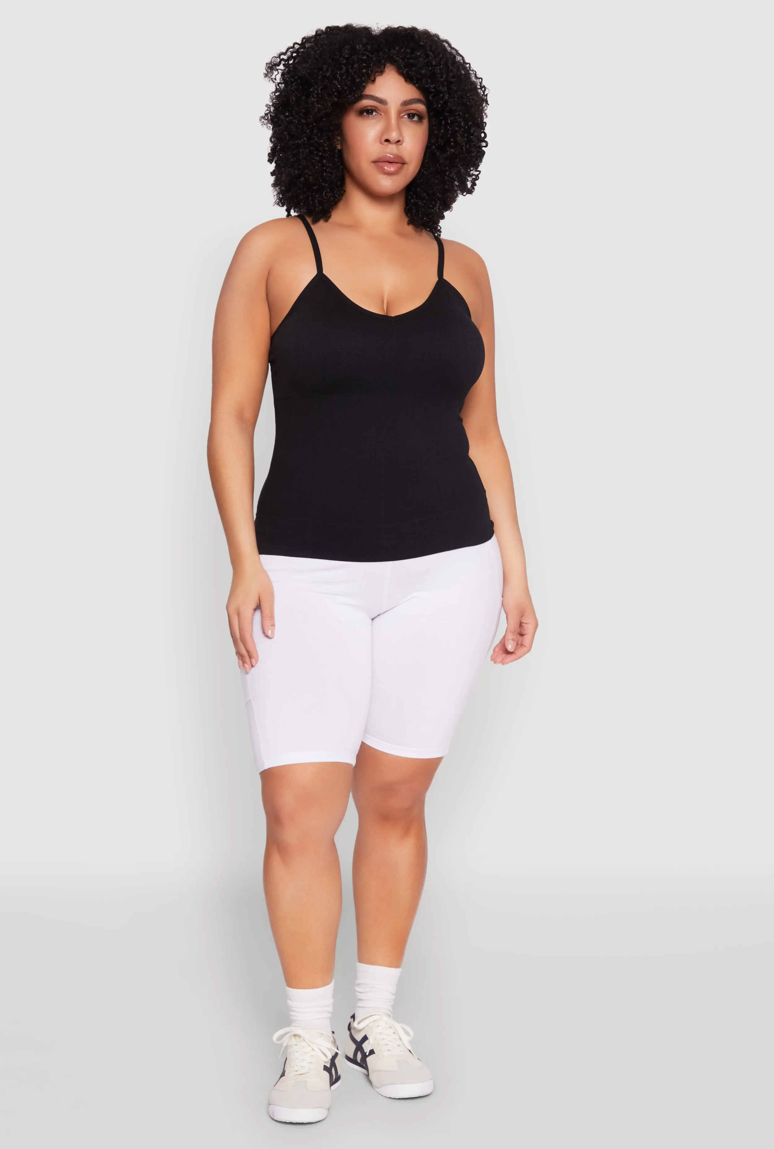 Plus Size Seamless Ribbed V Neck Cami sold by Rainbow