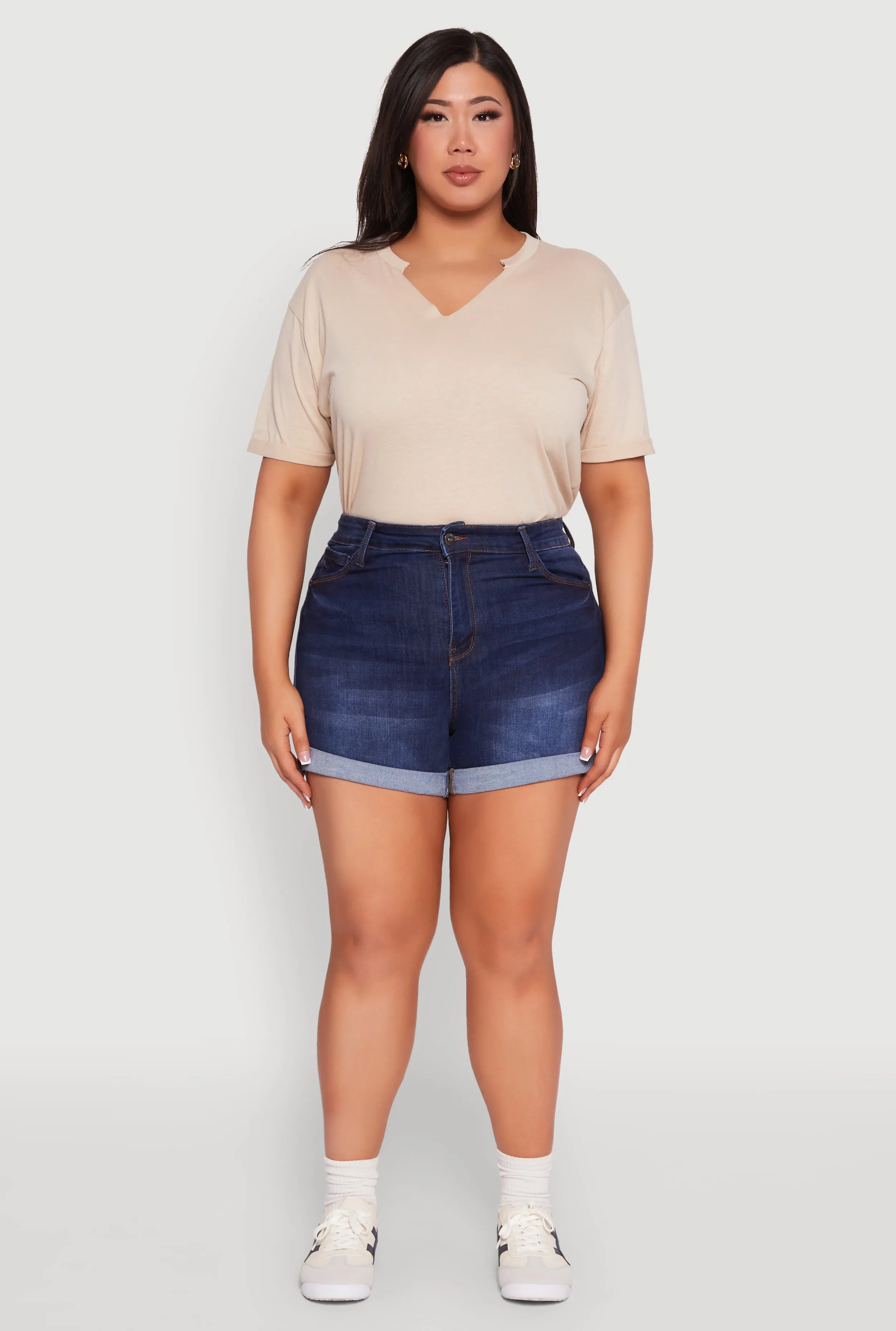 Plus Size WAX Fixed Cuff Denim Shorts sold by Rainbow product image thumbnail 2