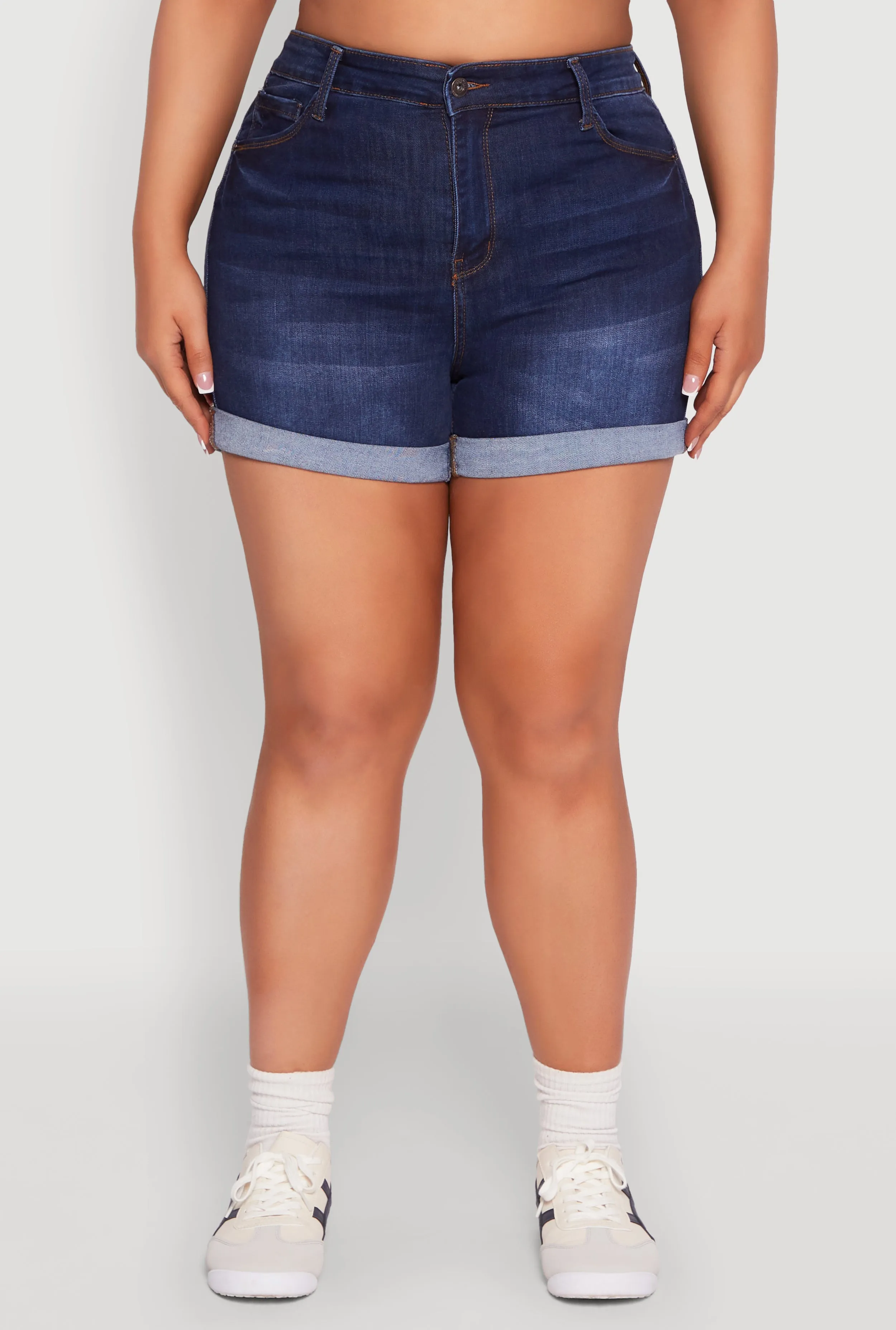 Plus Size WAX Fixed Cuff Denim Shorts sold by Rainbow product image thumbnail 5