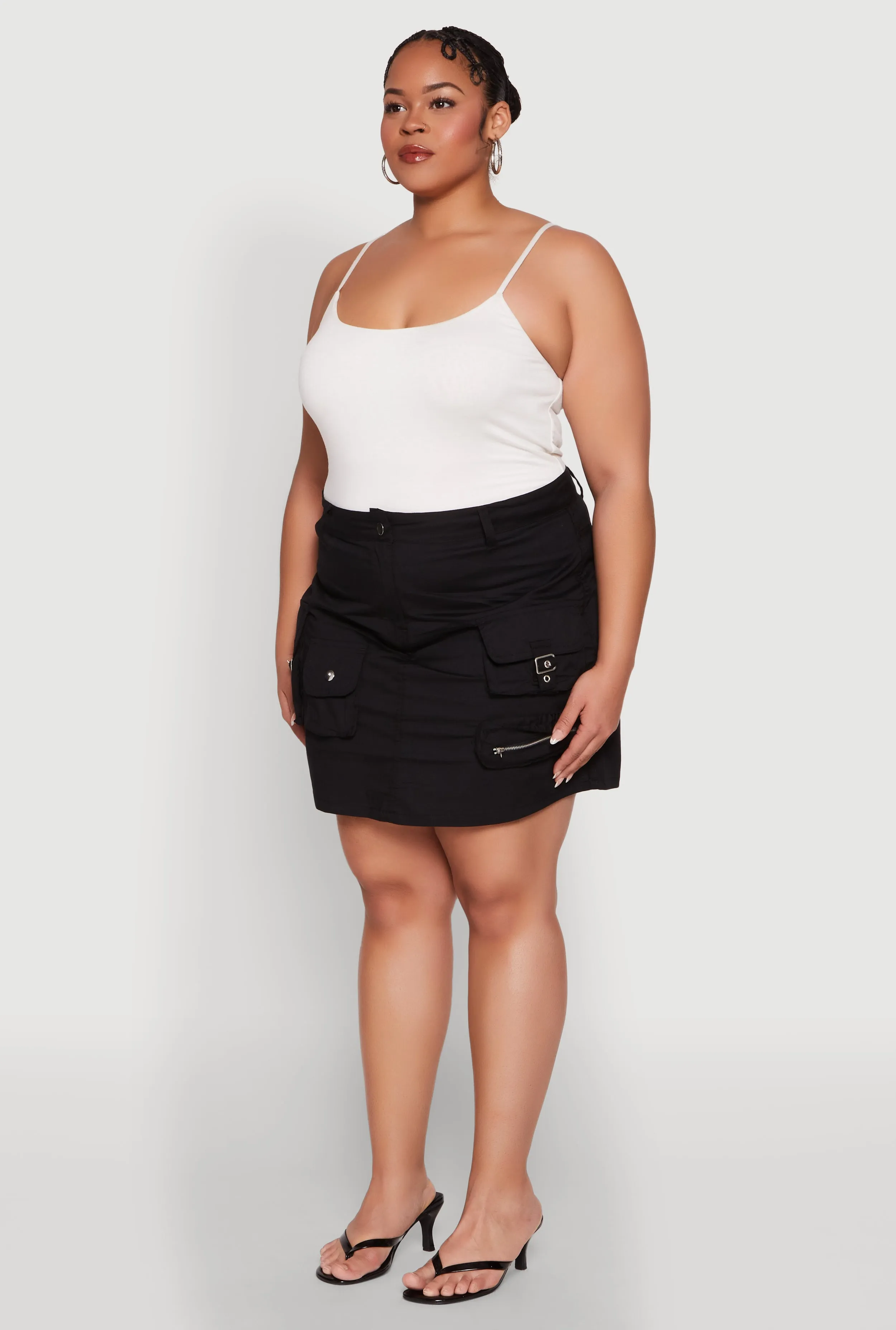 Plus Size Multi Cargo Pocket Mini Skirt sold by Rainbow product image thumbnail 3