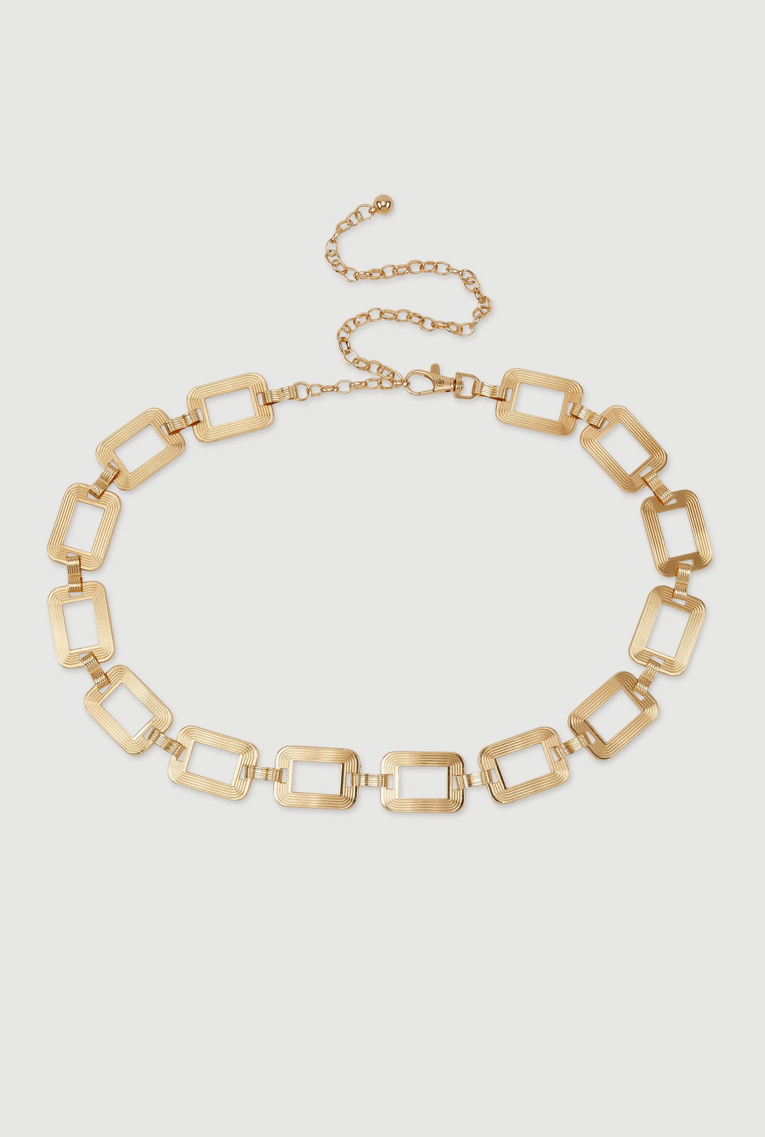 Metallic Rectangle Chain Belt sold by Rainbow