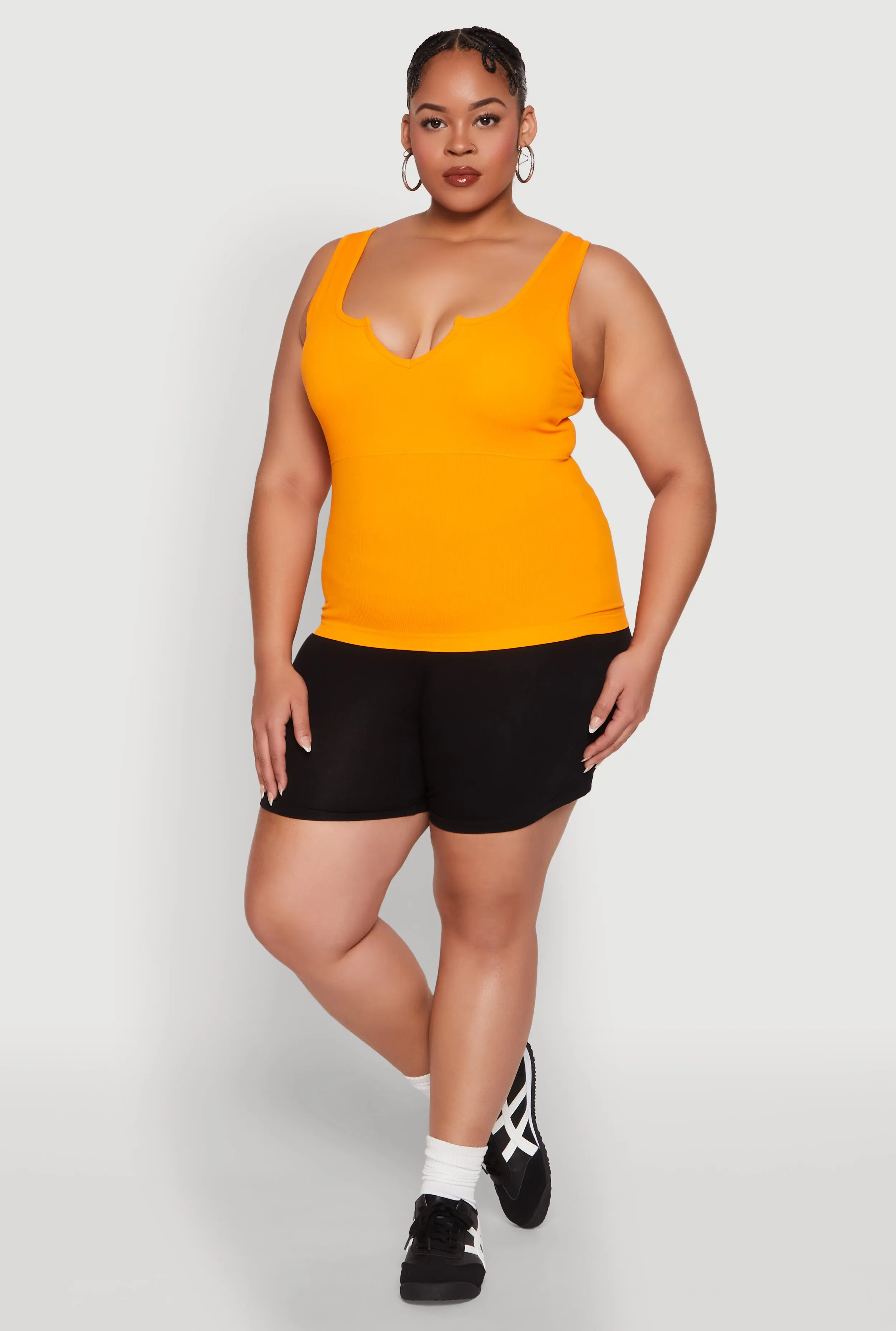Plus Size Seamless Notch Neck Tank Top sold by Rainbow