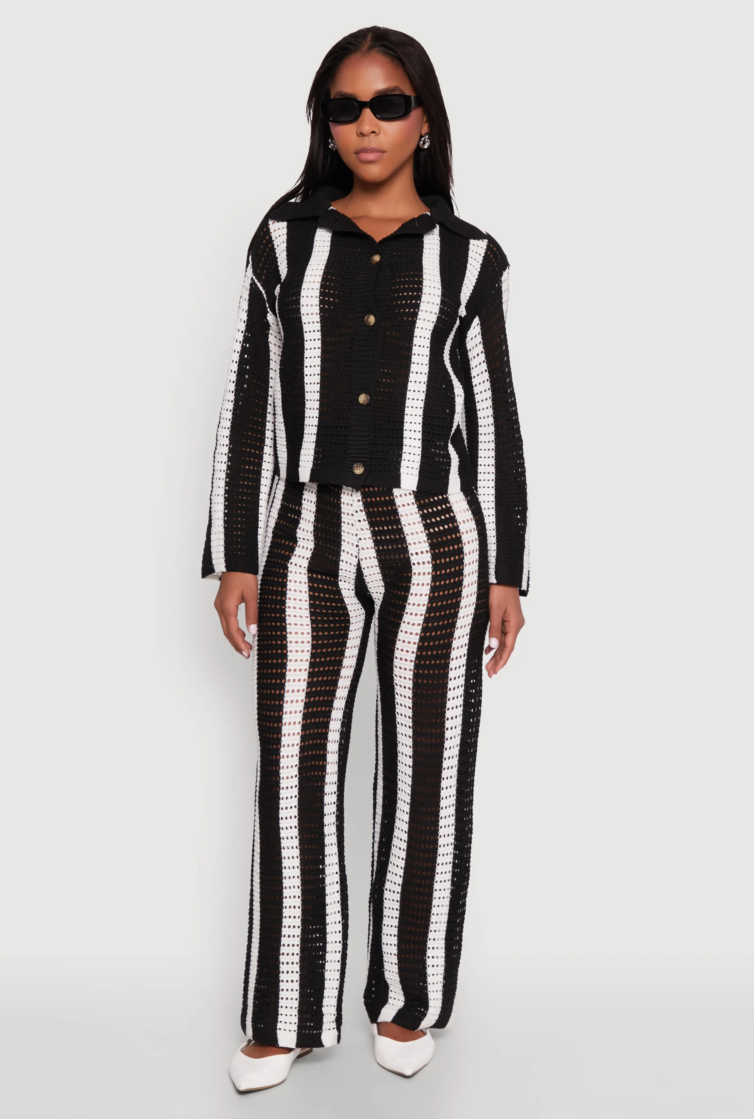 Daisy Striped Pointelle Crochet Shirt sold by Rainbow product image thumbnail 3