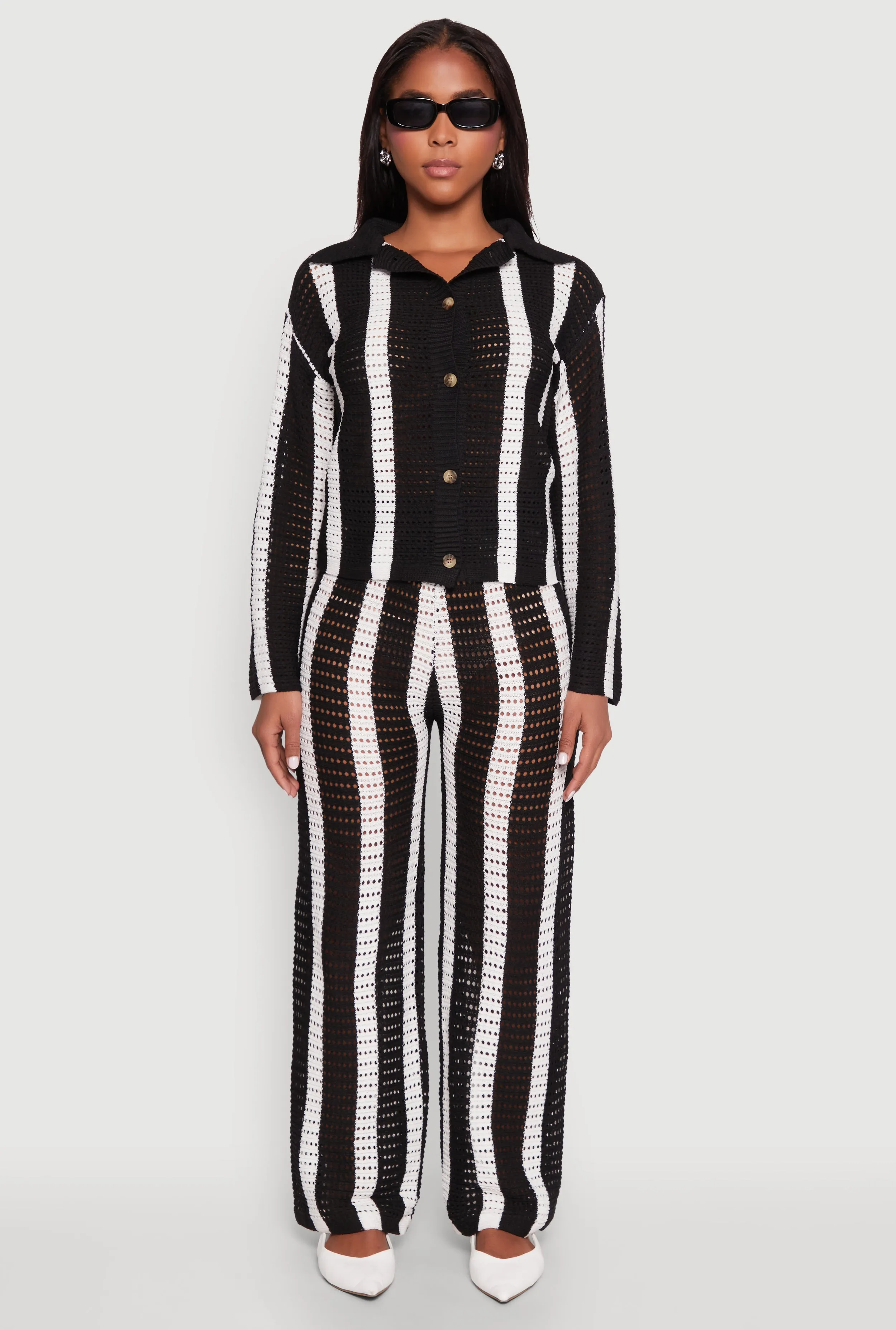 Daisy Striped Pointelle Crochet Shirt sold by Rainbow product image thumbnail 2