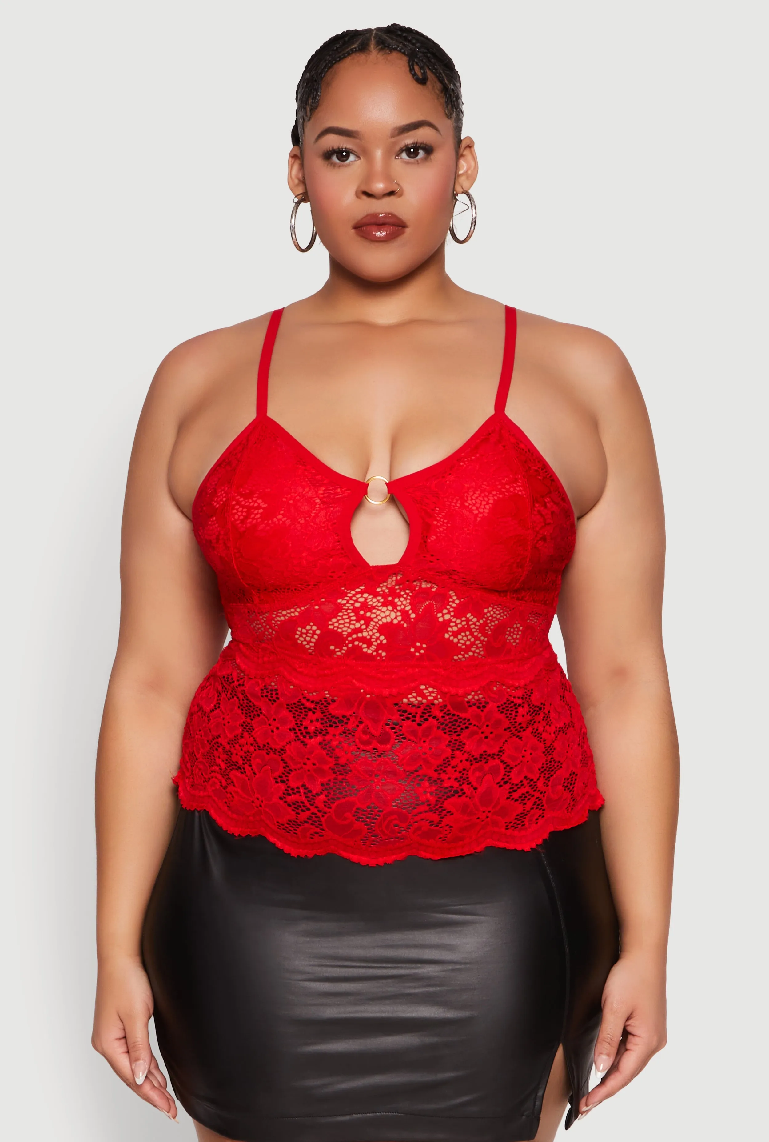 Plus Size Floral Lace Keyhole Cami sold by Rainbow product image thumbnail 2