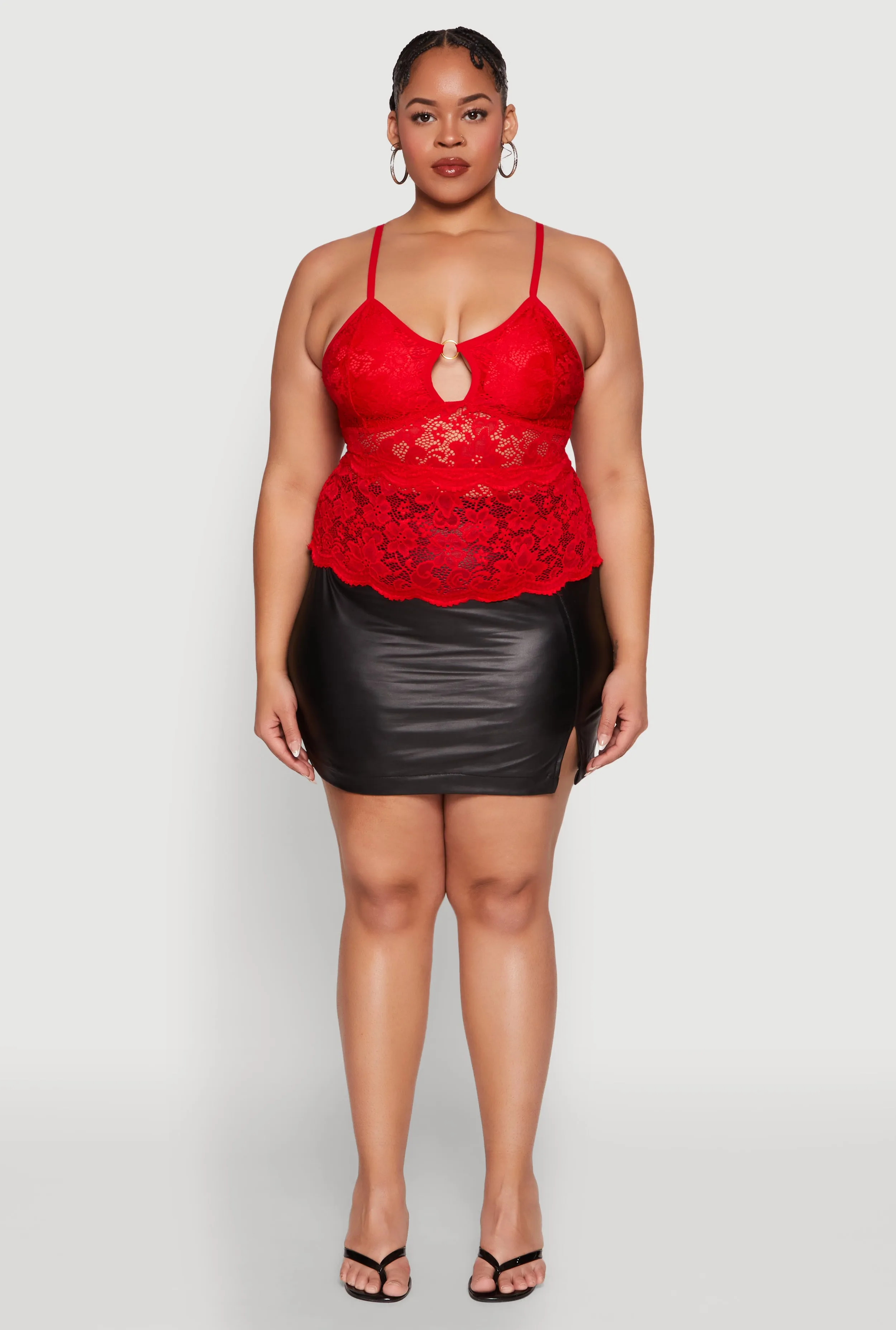 Plus Size Floral Lace Keyhole Cami sold by Rainbow product image thumbnail 3