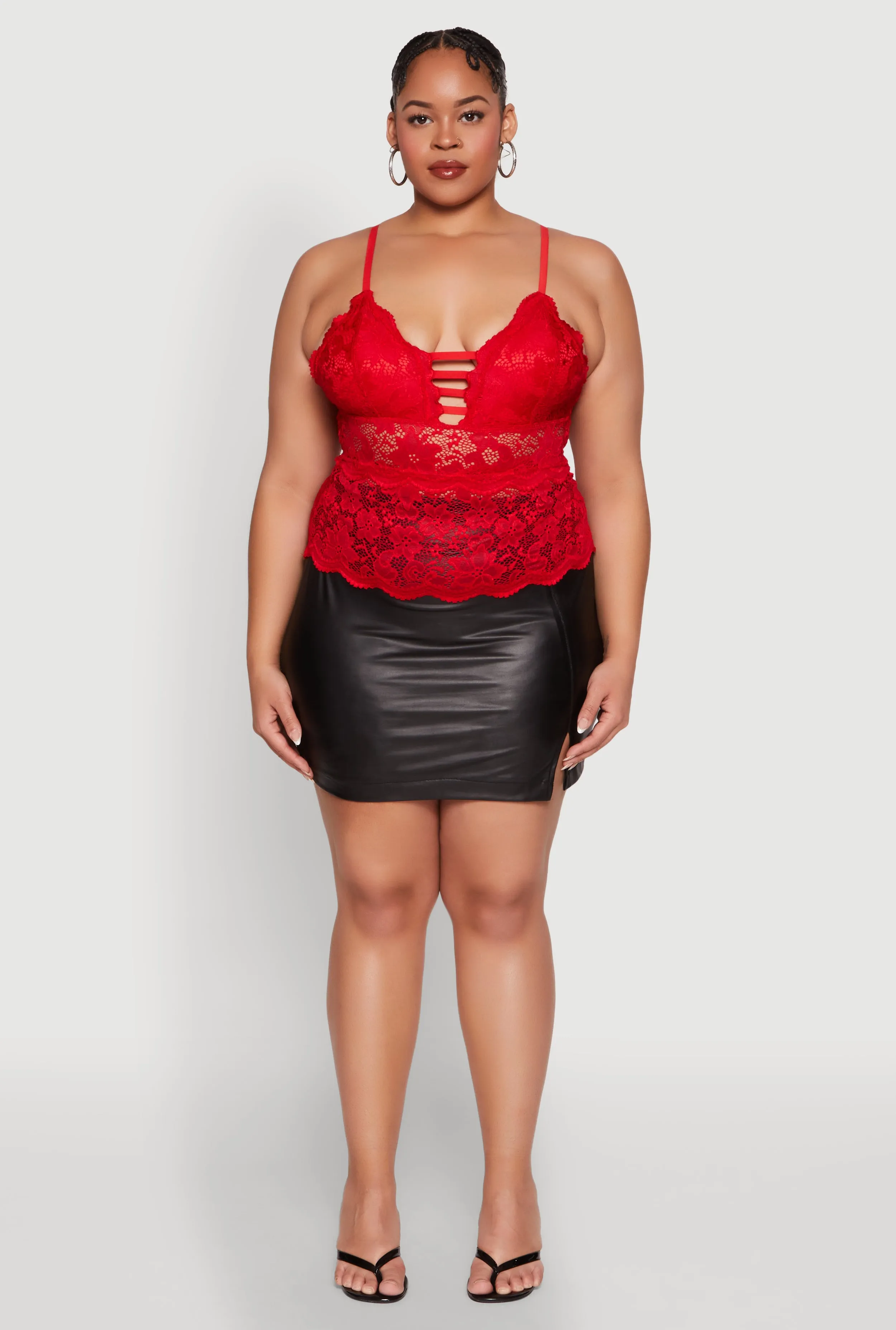 Plus Size Floral Lace Caged Front Cami sold by Rainbow product image thumbnail 3