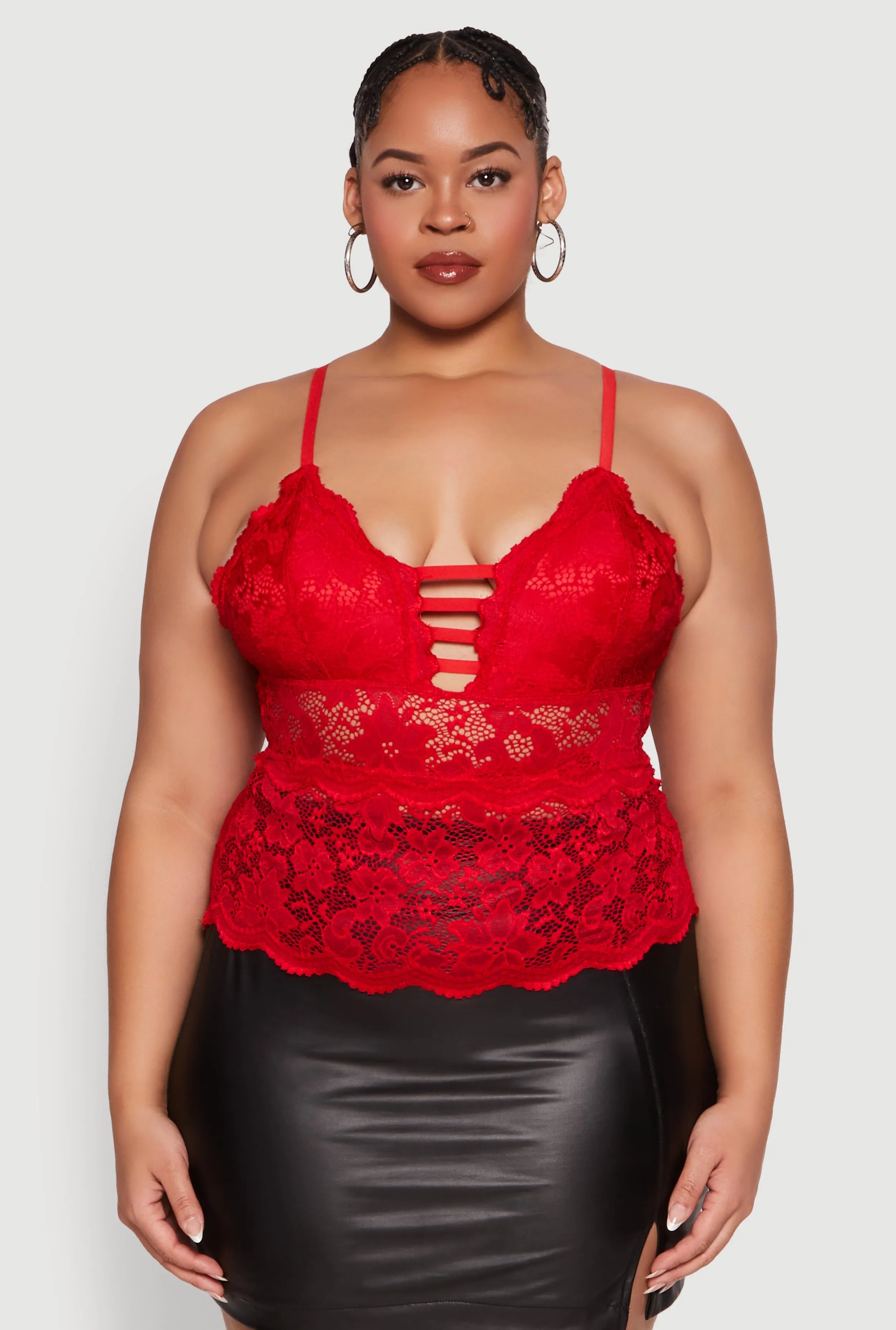 Plus Size Floral Lace Caged Front Cami sold by Rainbow product image thumbnail 2