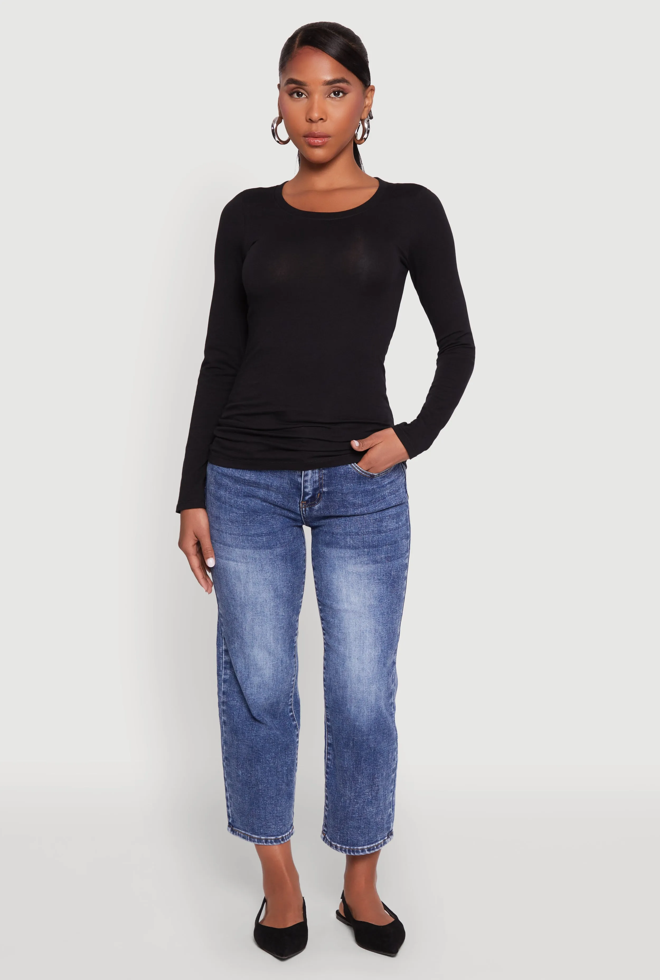 Basic Long Sleeve Crew Neck T Shirt sold by Rainbow product image thumbnail 3