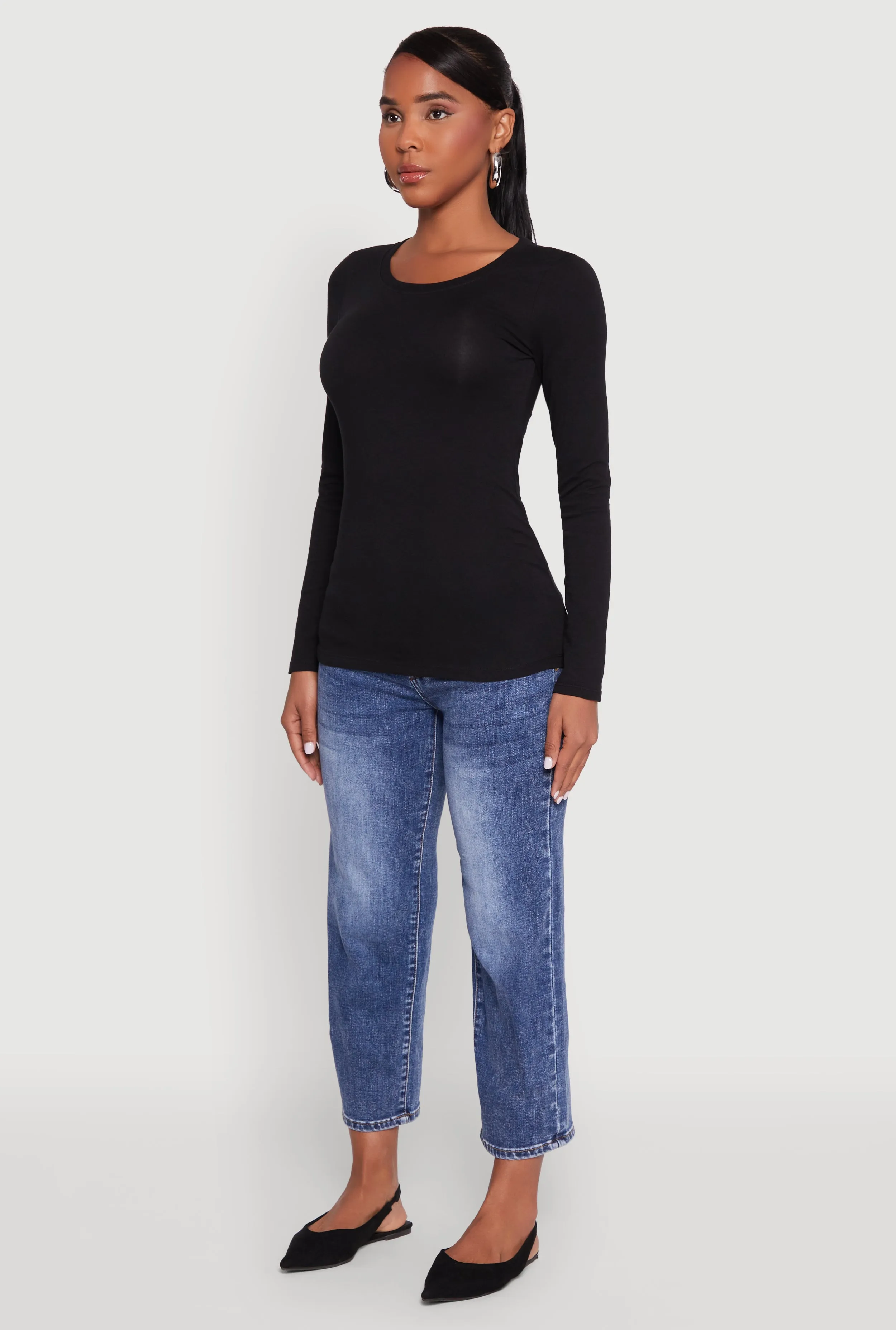 Basic Long Sleeve Crew Neck T Shirt sold by Rainbow product image thumbnail 5