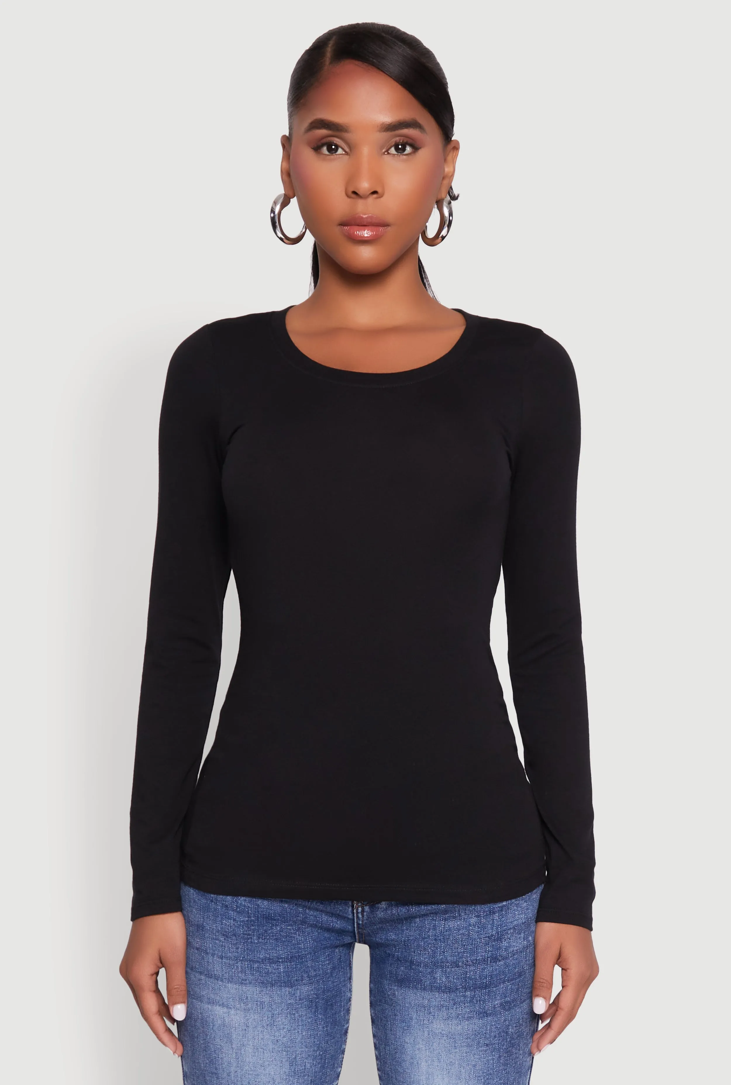 Basic Long Sleeve Crew Neck T Shirt sold by Rainbow product image thumbnail 2