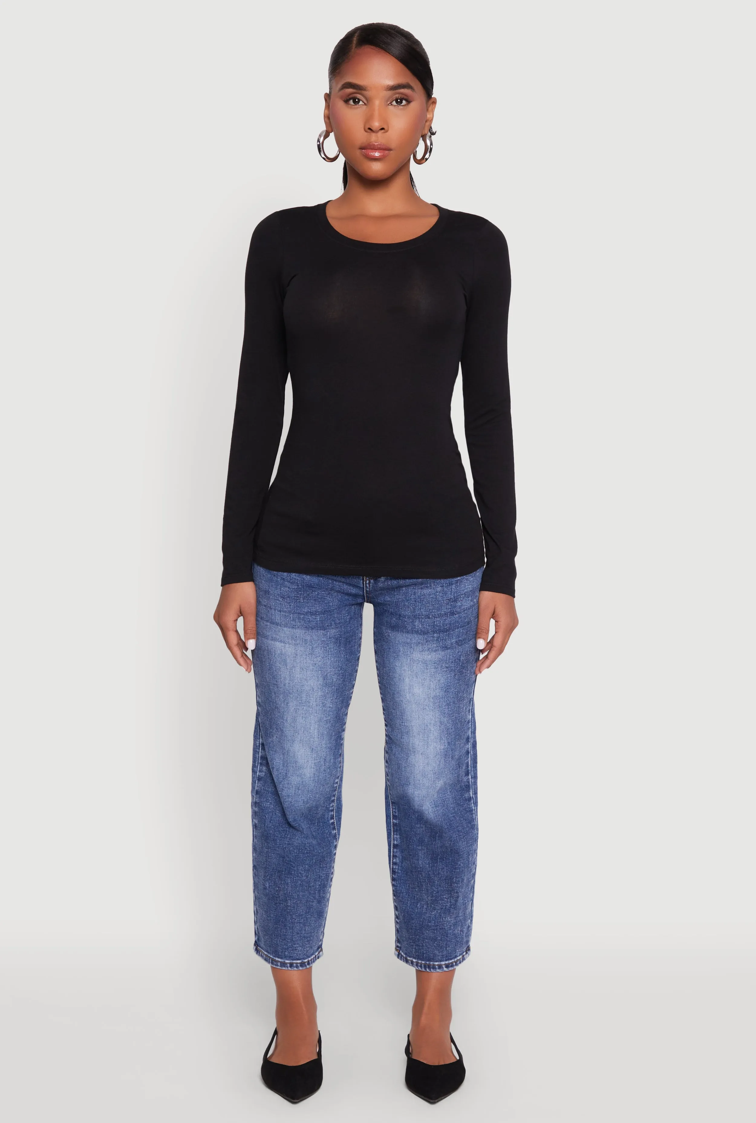 Basic Long Sleeve Crew Neck T Shirt sold by Rainbow