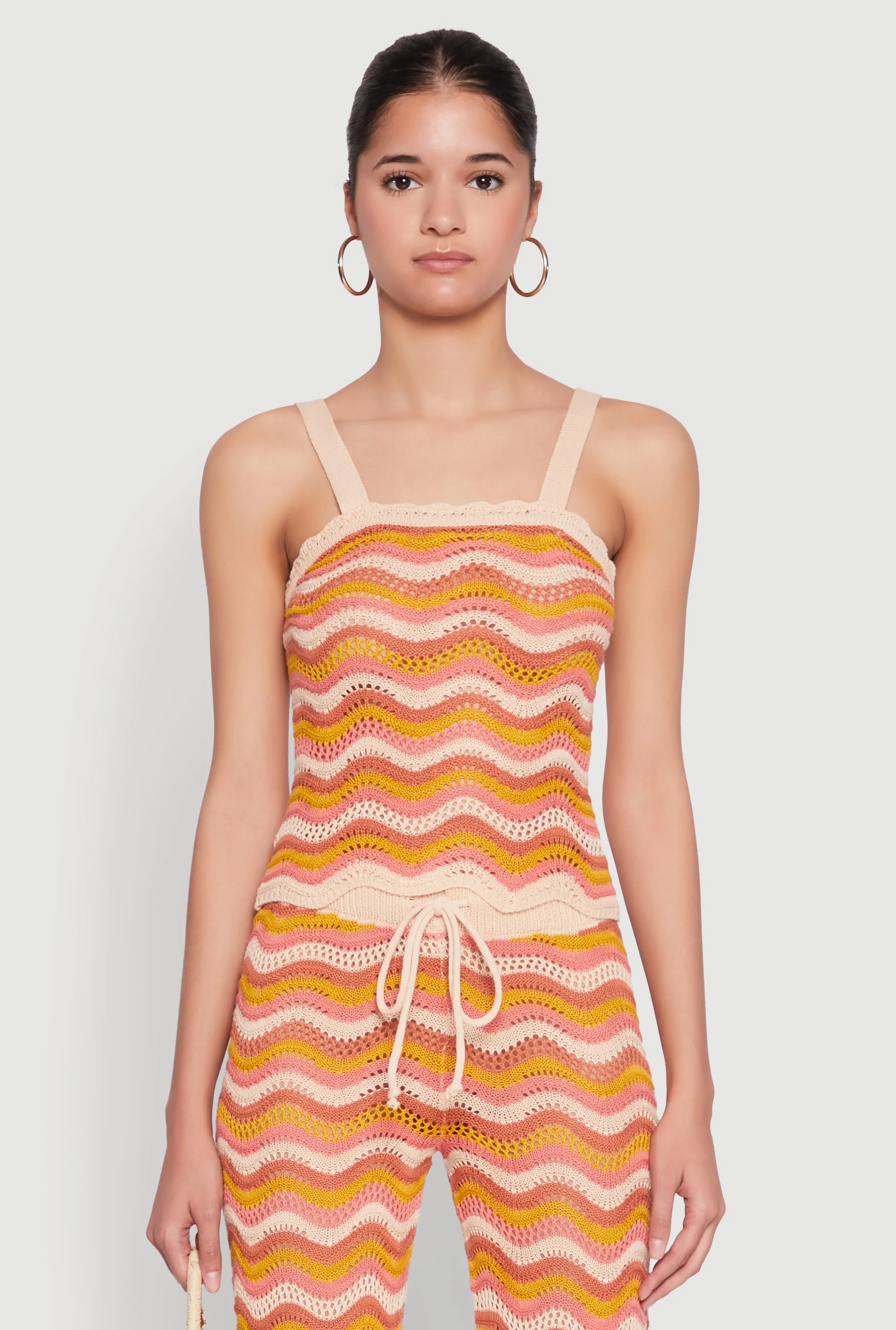 Wavy Striped Crochet Crop Top sold by Rainbow